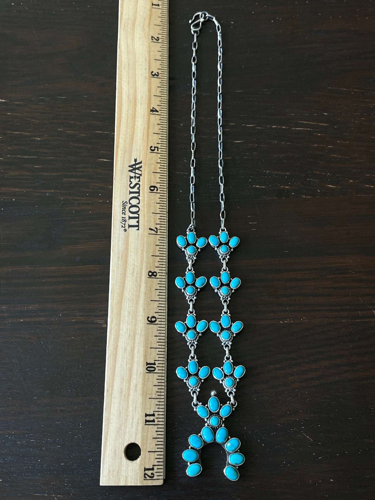 Kingman Turquoise Naja Cluster Necklace | Sterling Silver E833