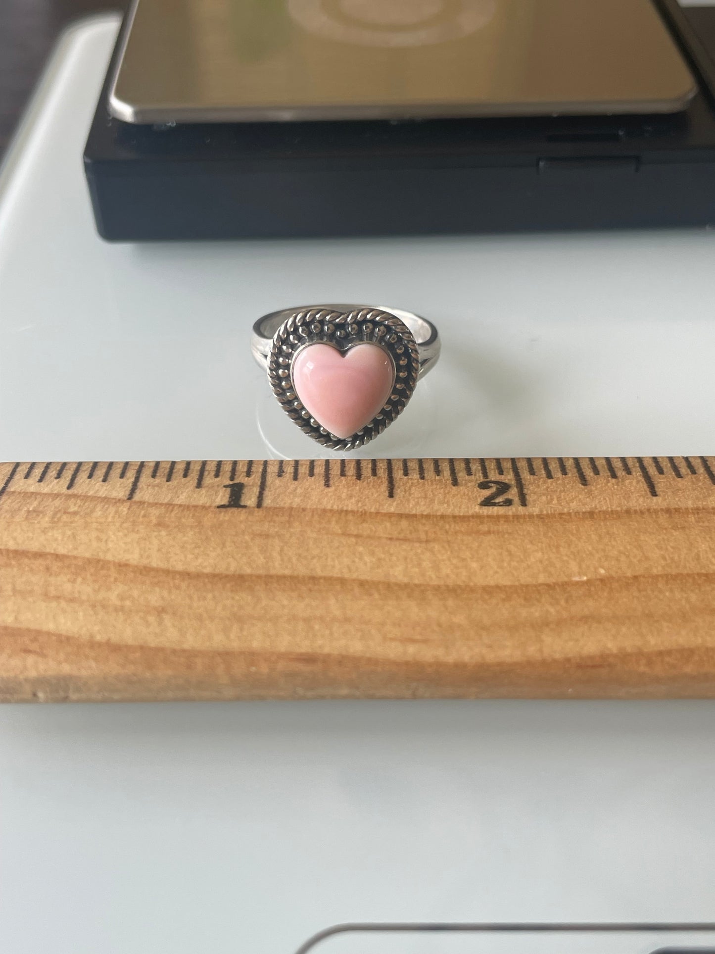 Pink Conch Heart Ring Size 9 | 925 Sterling Silver G130