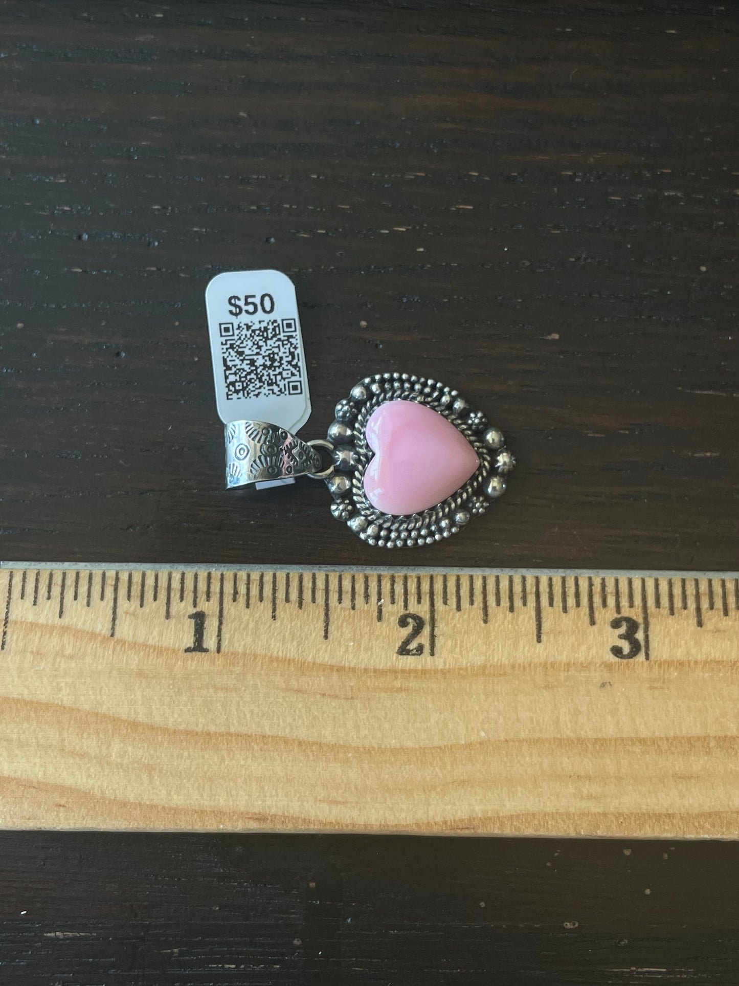 Pink Conch Heart Pendant | Sterling Silver | A655