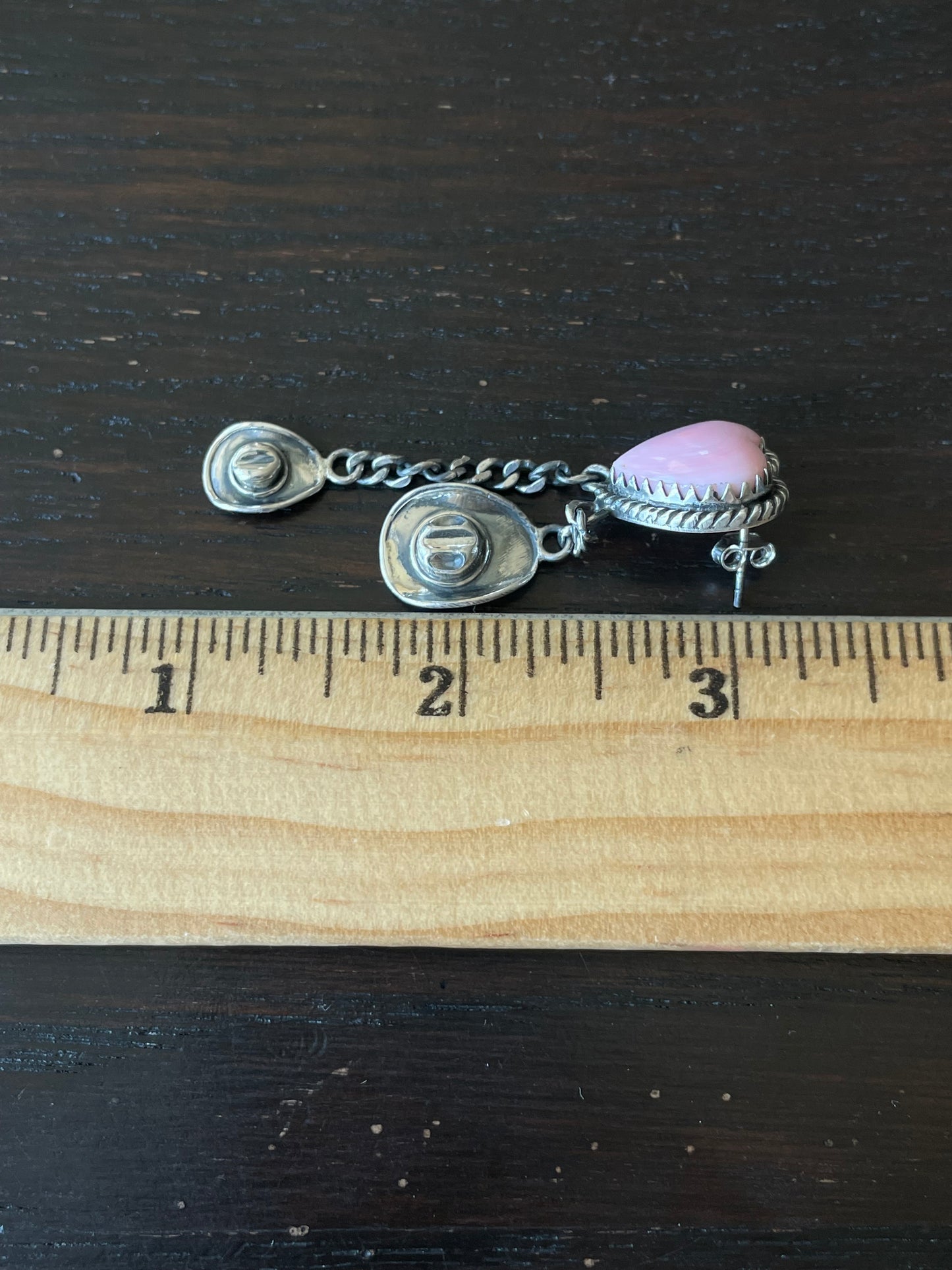 Pink Conch Heart Stud Earrings | Sterling Silver Cowboy Hat Dangle E800