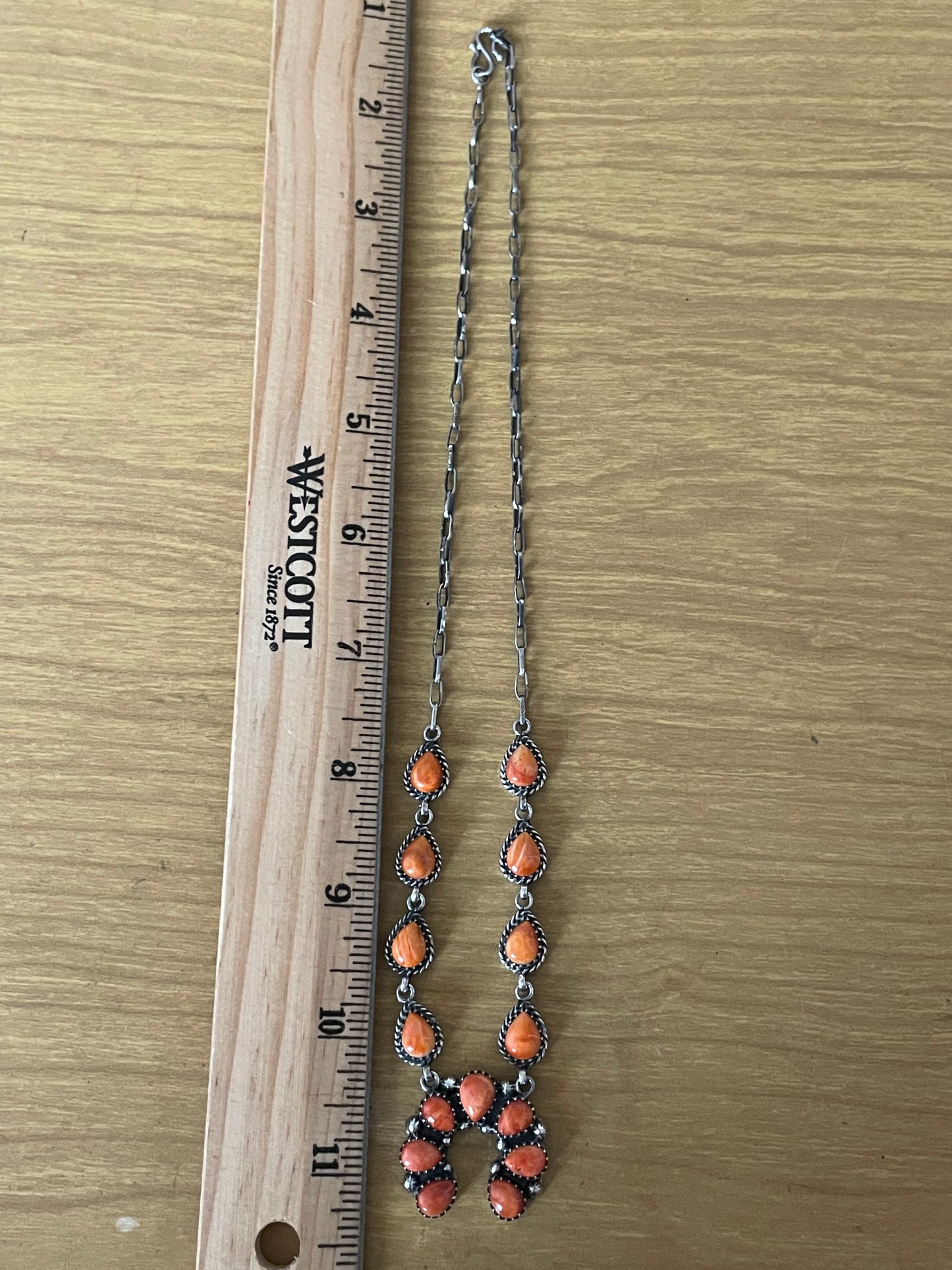 Spiny Oyster Naja Necklace | Orange Cluster Drop | 925 Silver E593