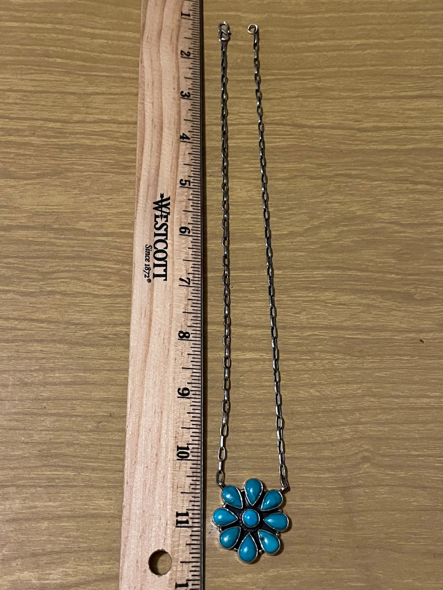 Kingman Turquoise Flower Necklace | 925 Sterling Silver G407