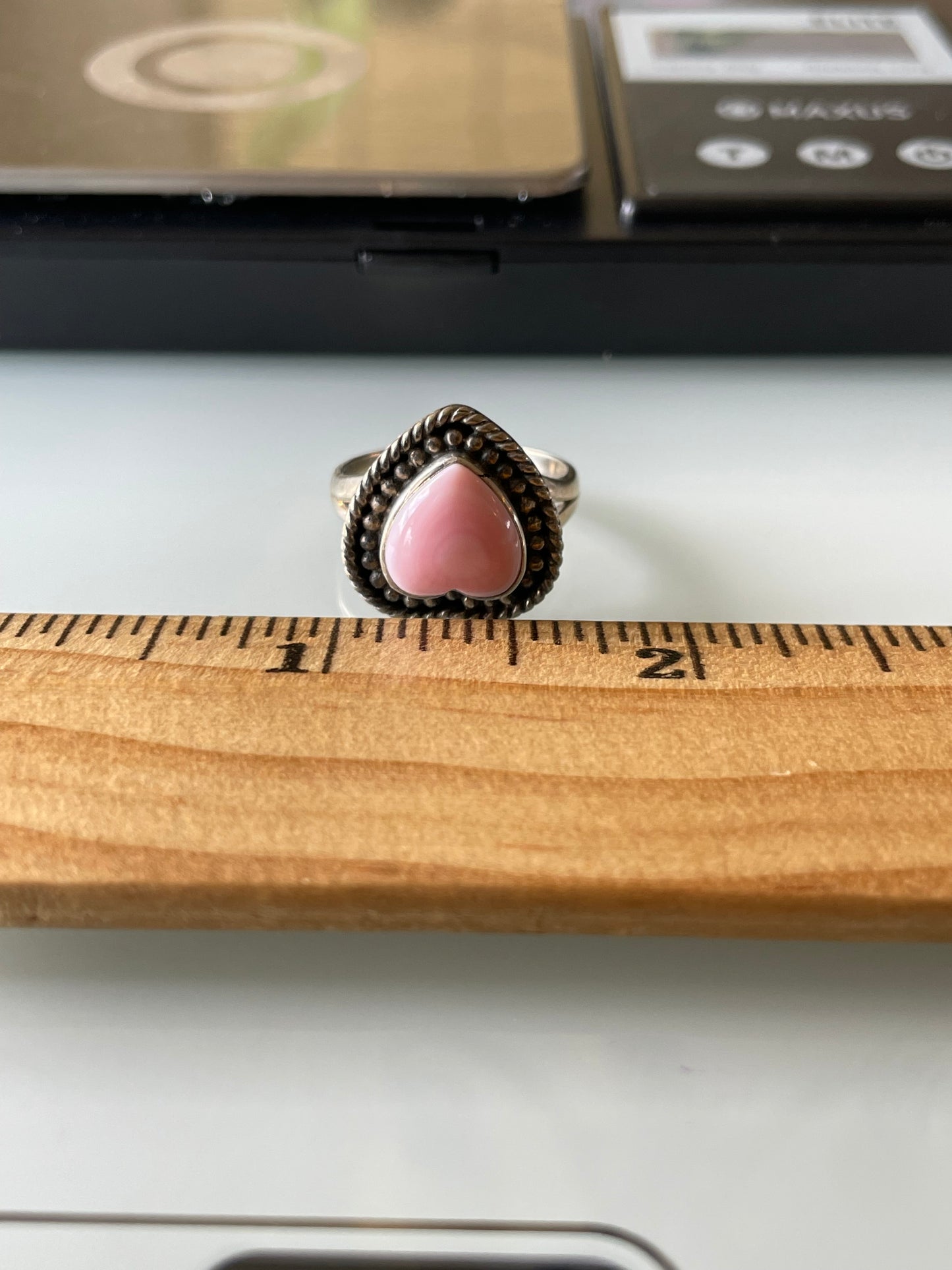 Pink Conch Heart Ring Size 7.5 | 925 Sterling Silver G146