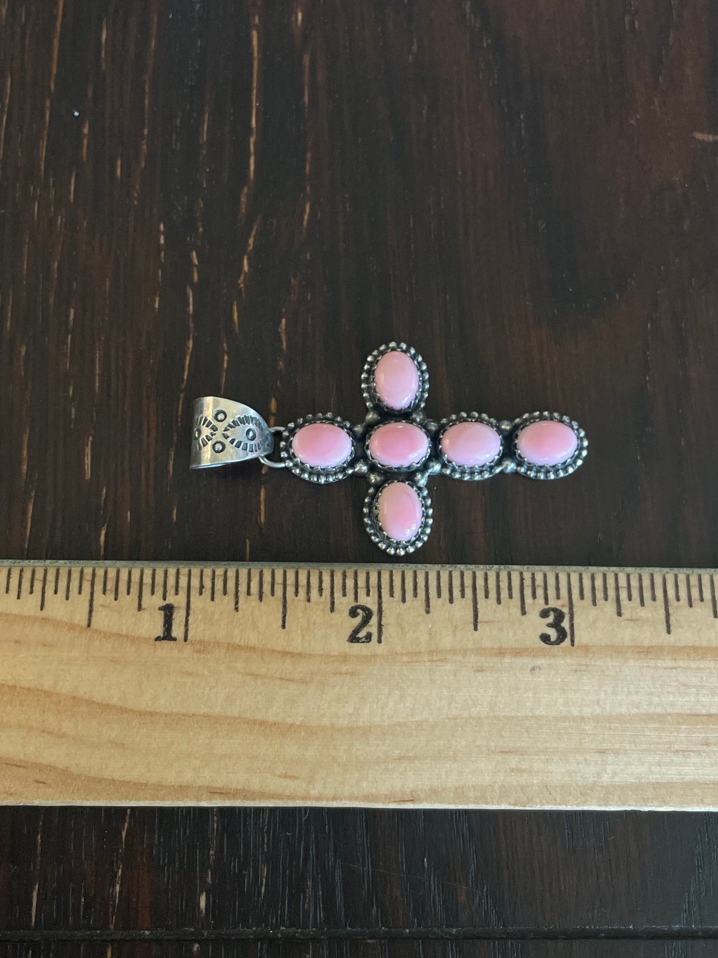 Pink Conch Cross Pendant | Sterling Silver E719