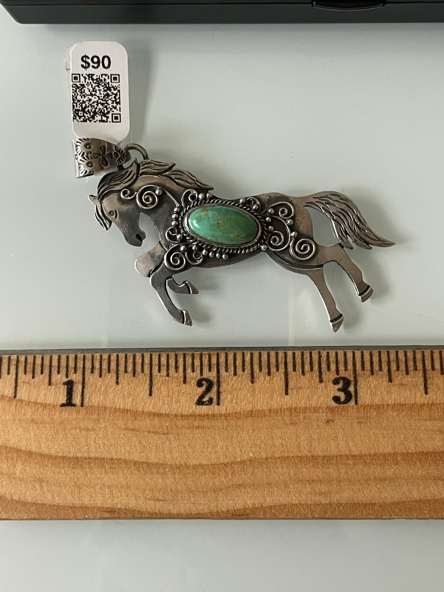 Kingman Turquoise Horse Pendant | Sterling Silver | A584