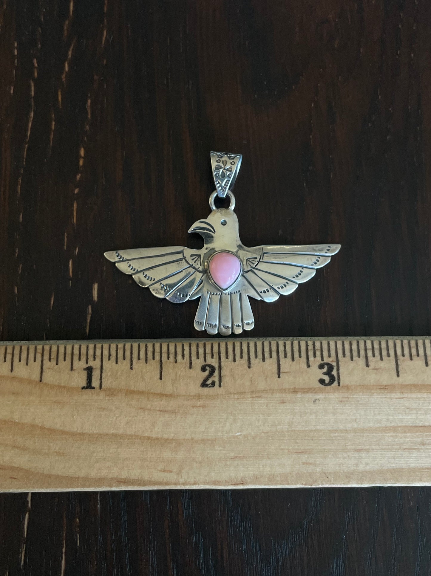 Pink Conch Thunderbird Pendant | Sterling Silver E724