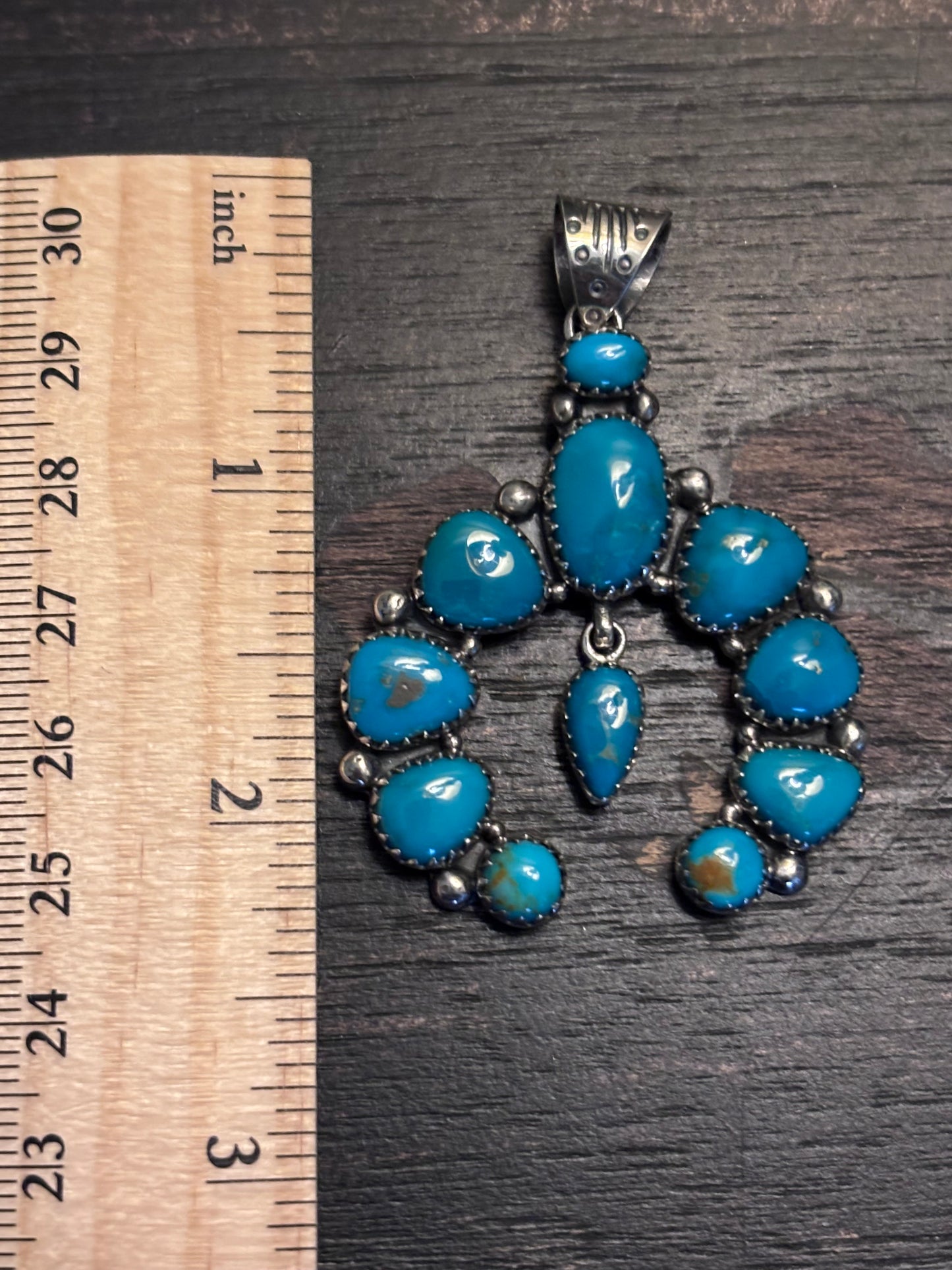 Kingman Turquoise Naja Pendant | Sterling Silver Southwestern Style A082