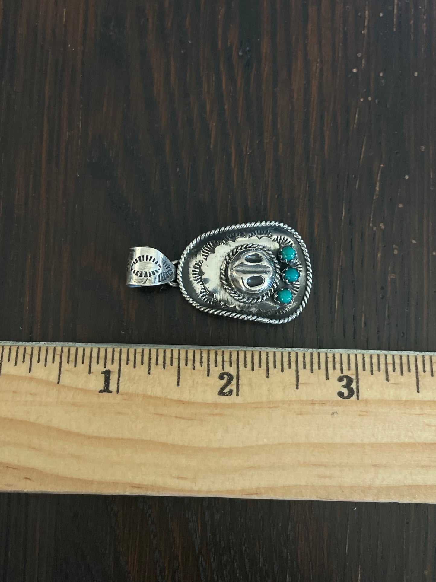 Turquoise Cowboy Hat Pendant | 925 Sterling Silver E696