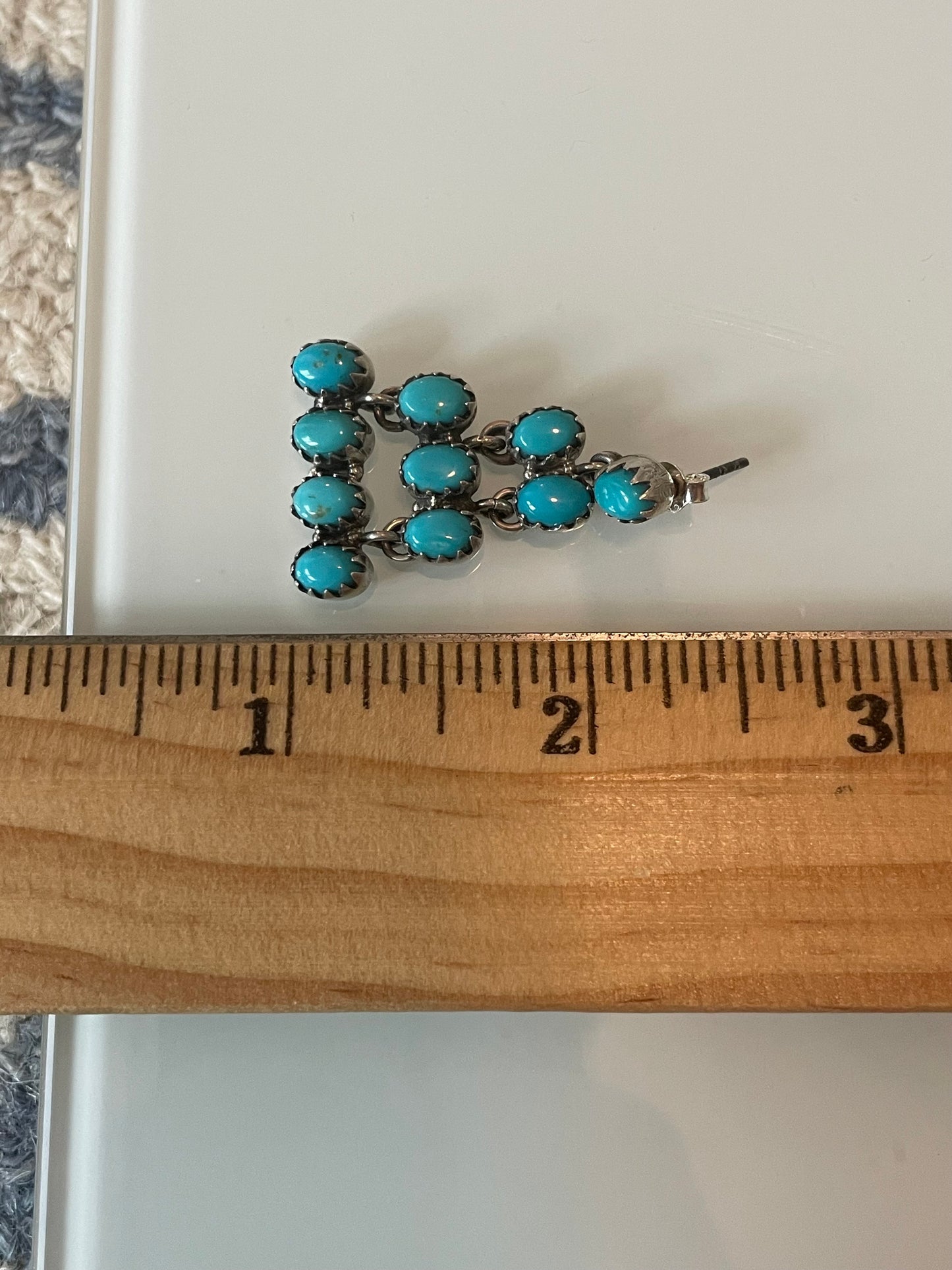 Kingman Turquoise Cluster Dangle Earrings | Sterling Silver E949