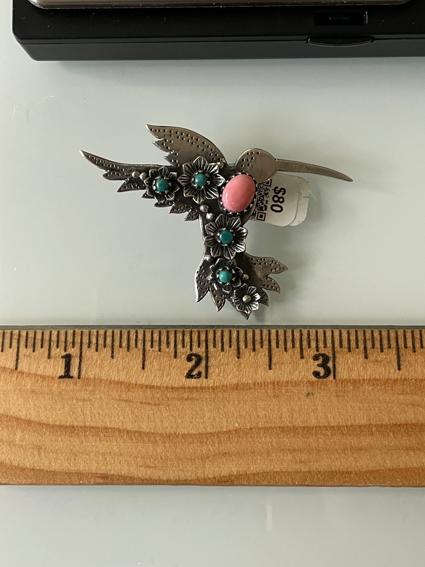 Pink Conch Hummingbird Pendant | Sterling Silver | A579