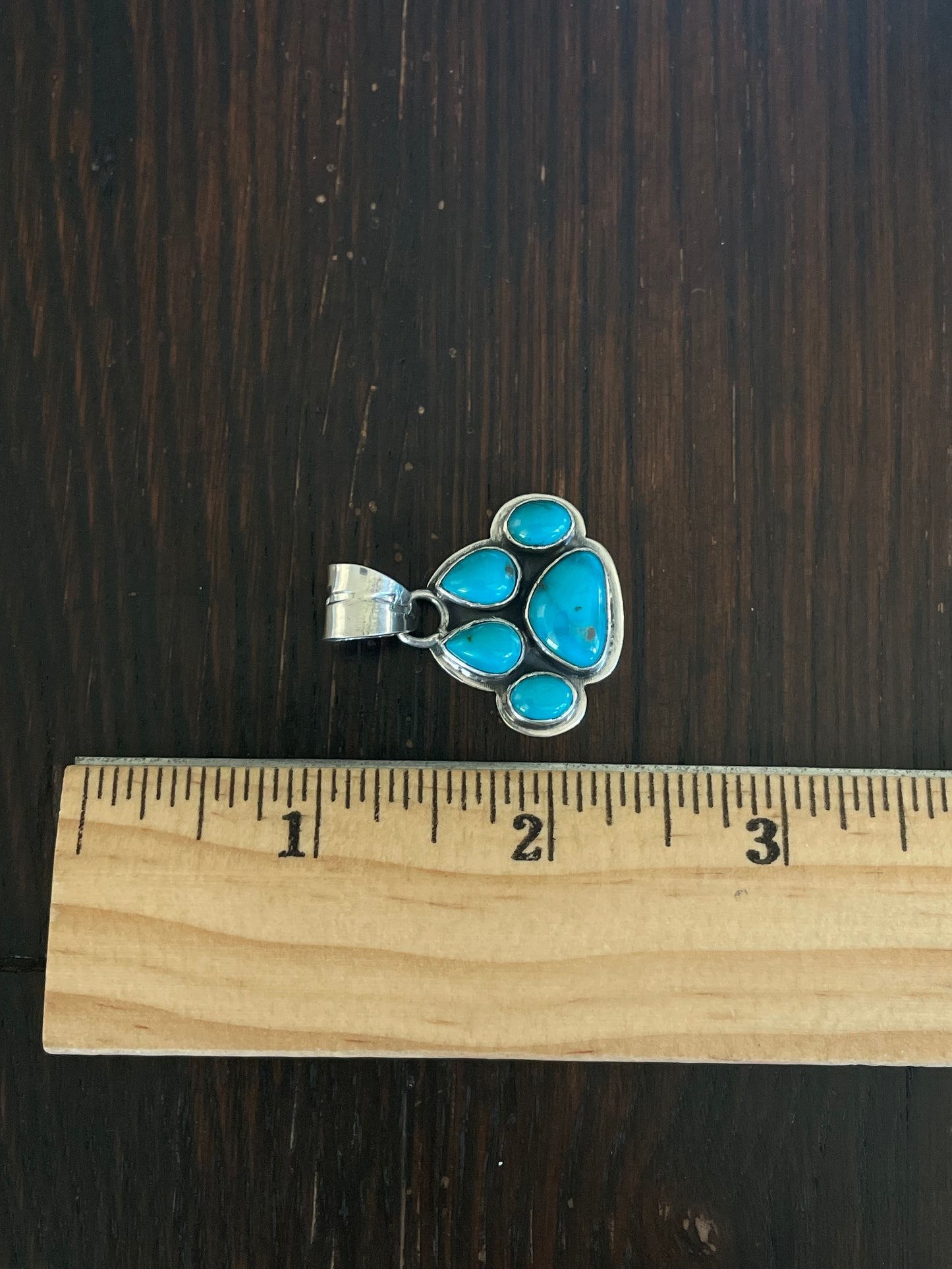Turquoise Paw Print Pendant | Sterling Silver E707