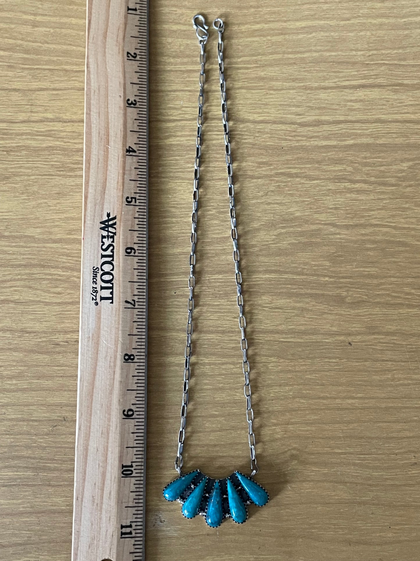 Kingman Turquoise Fan Necklace | 925 Sterling Silver E621