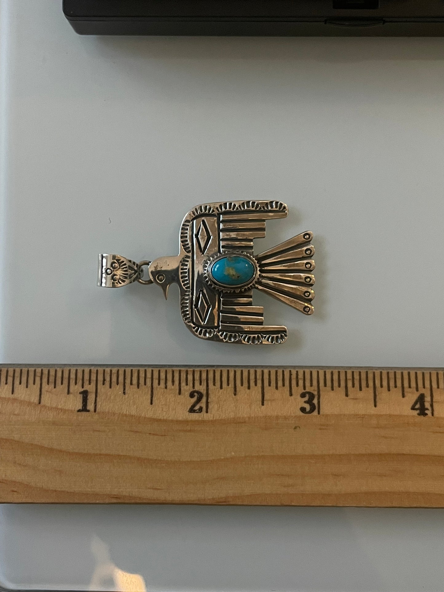 Turquoise Thunderbird Pendant | 925 Sterling Silver E513