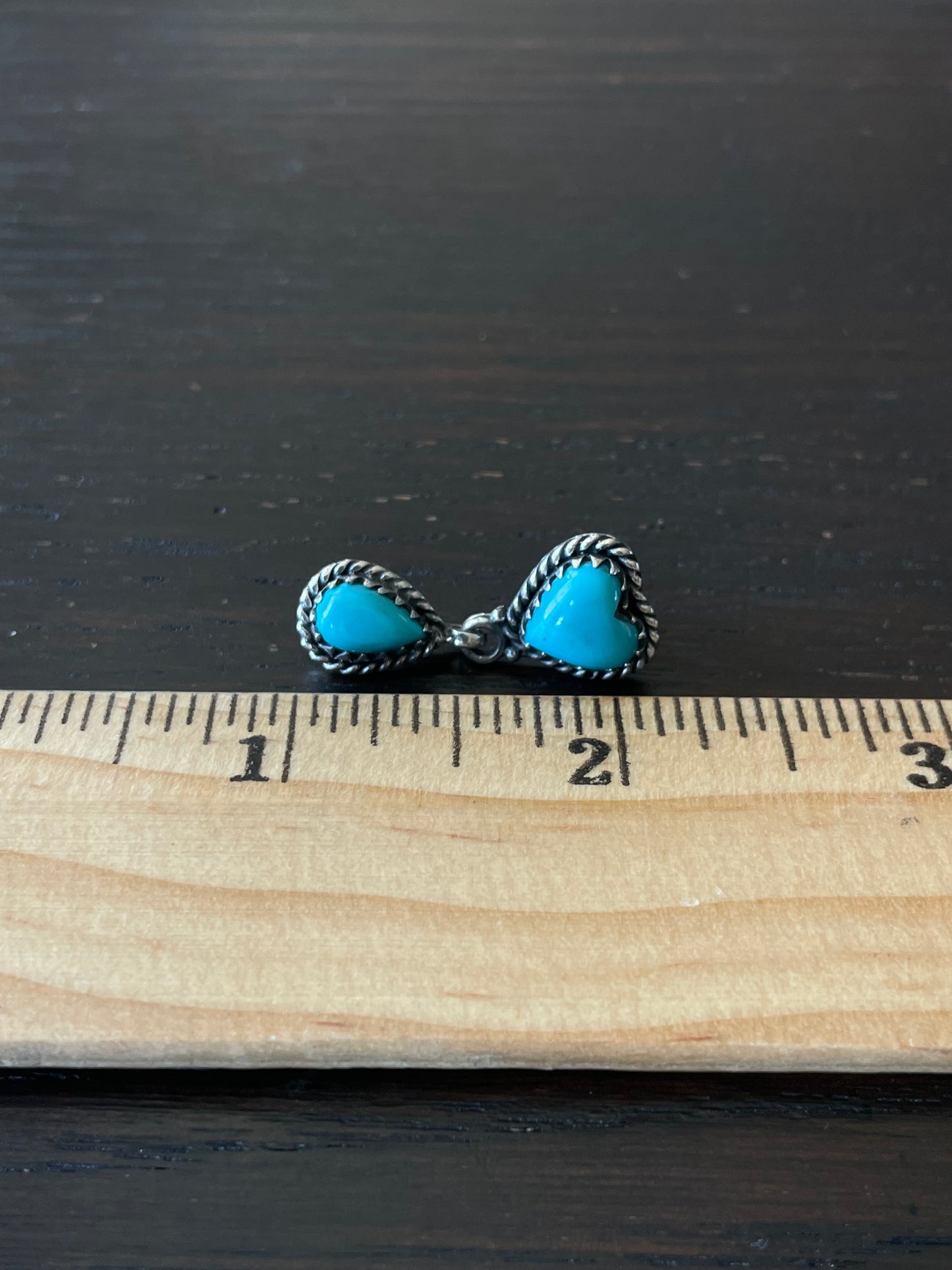 Kingman Turquoise Heart Dangle Stud Earrings | 925 Sterling Silver E817