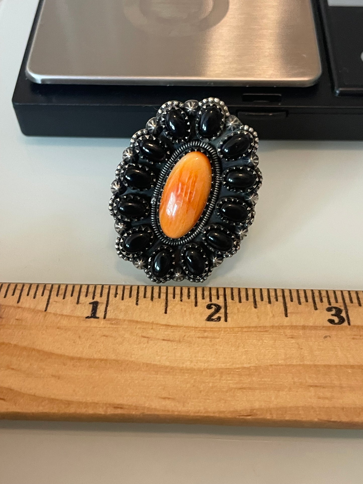 Spiny Oyster & Black Onyx Ring Size 6 | 925 Sterling Silver G238