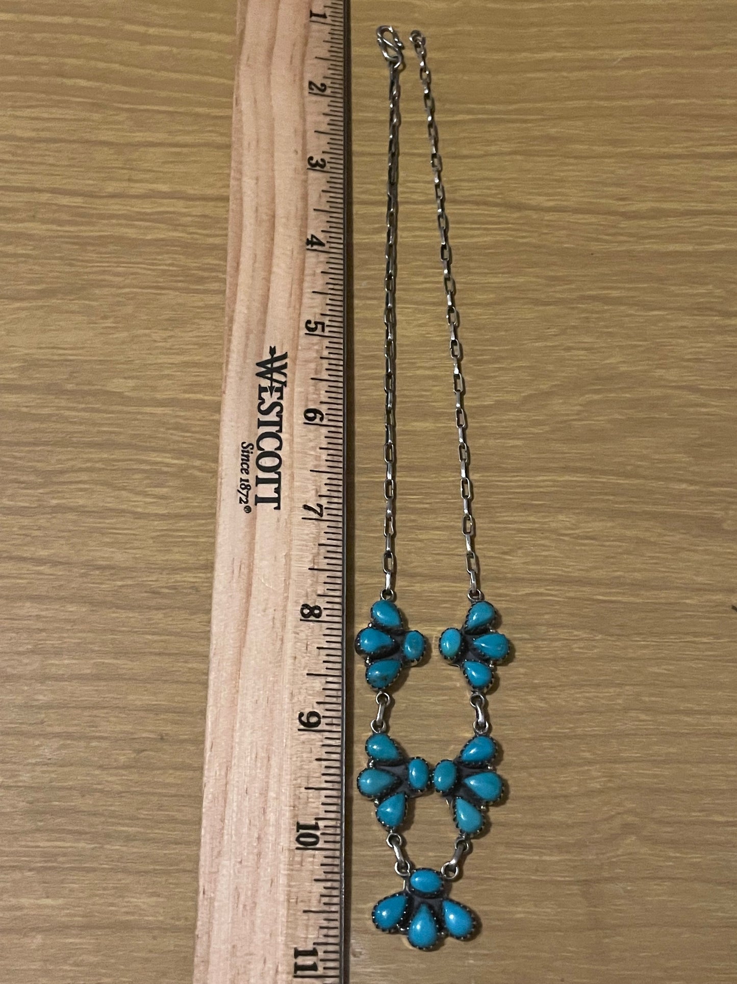 Kingman Turquoise Cluster Lariat Necklace | Sterling Silver G411