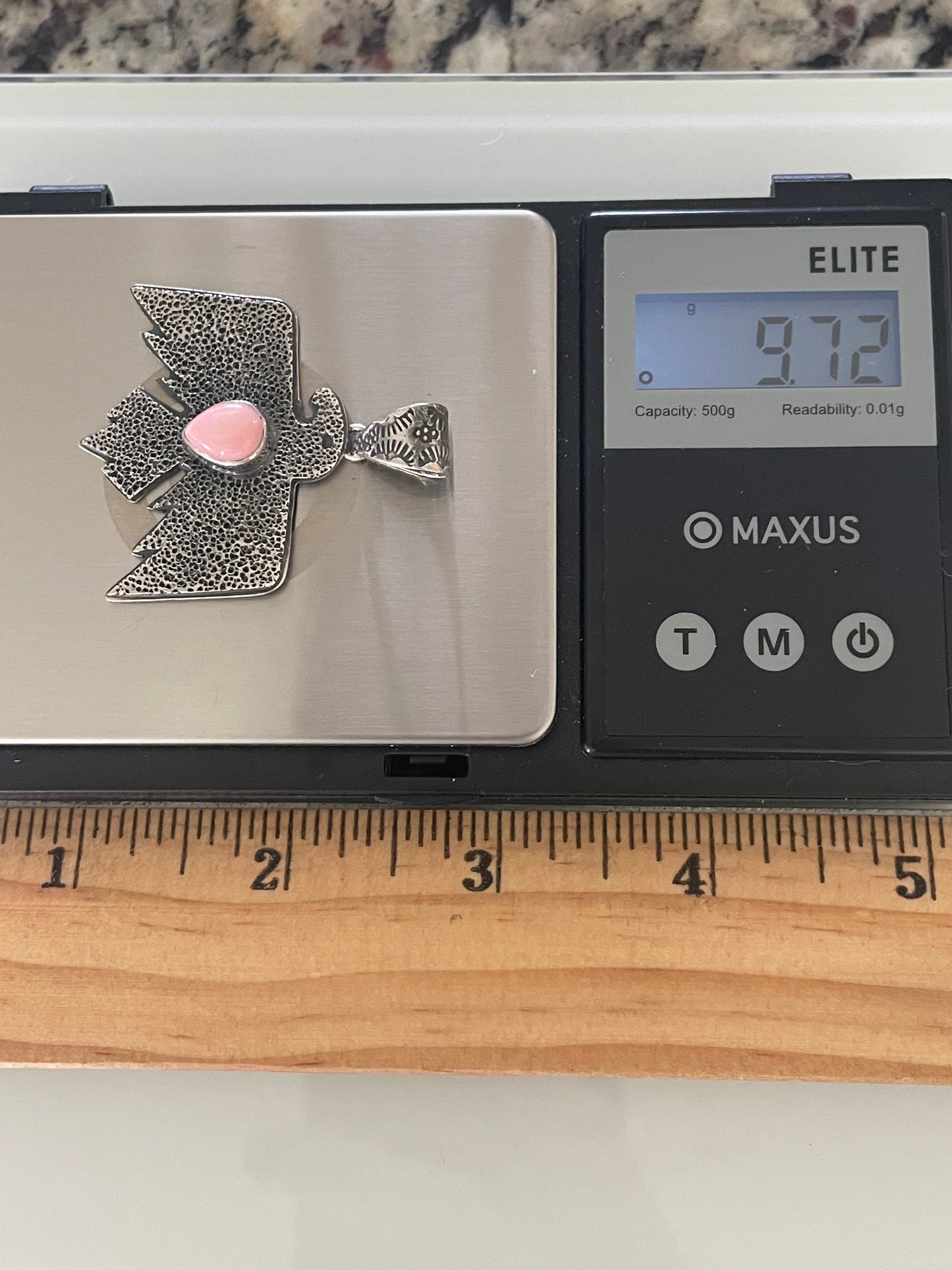 Pink Conch Thunderbird Pendant | Sterling Silver G449