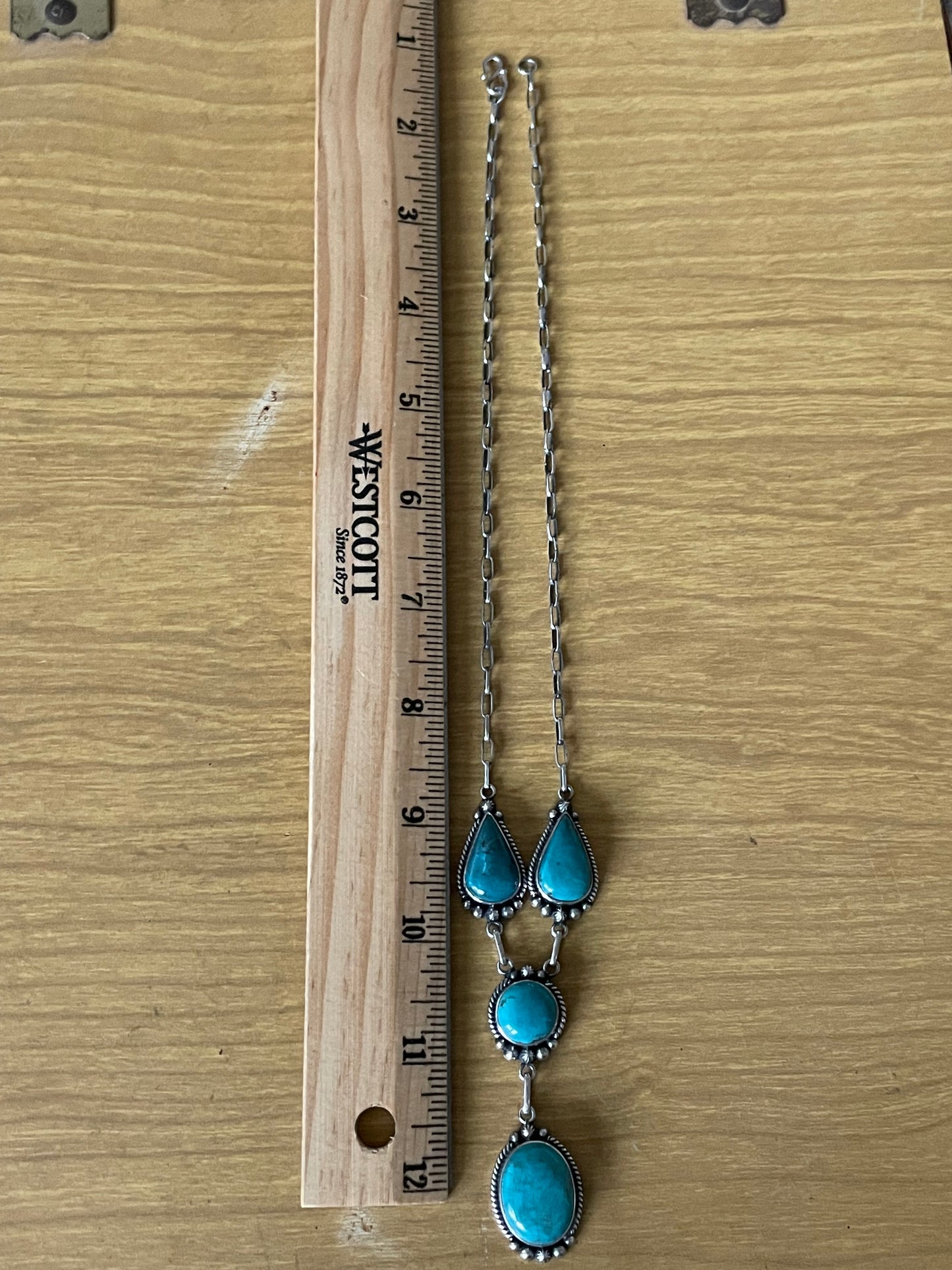 Turquoise Lariat Necklace | 925 Sterling Silver E617