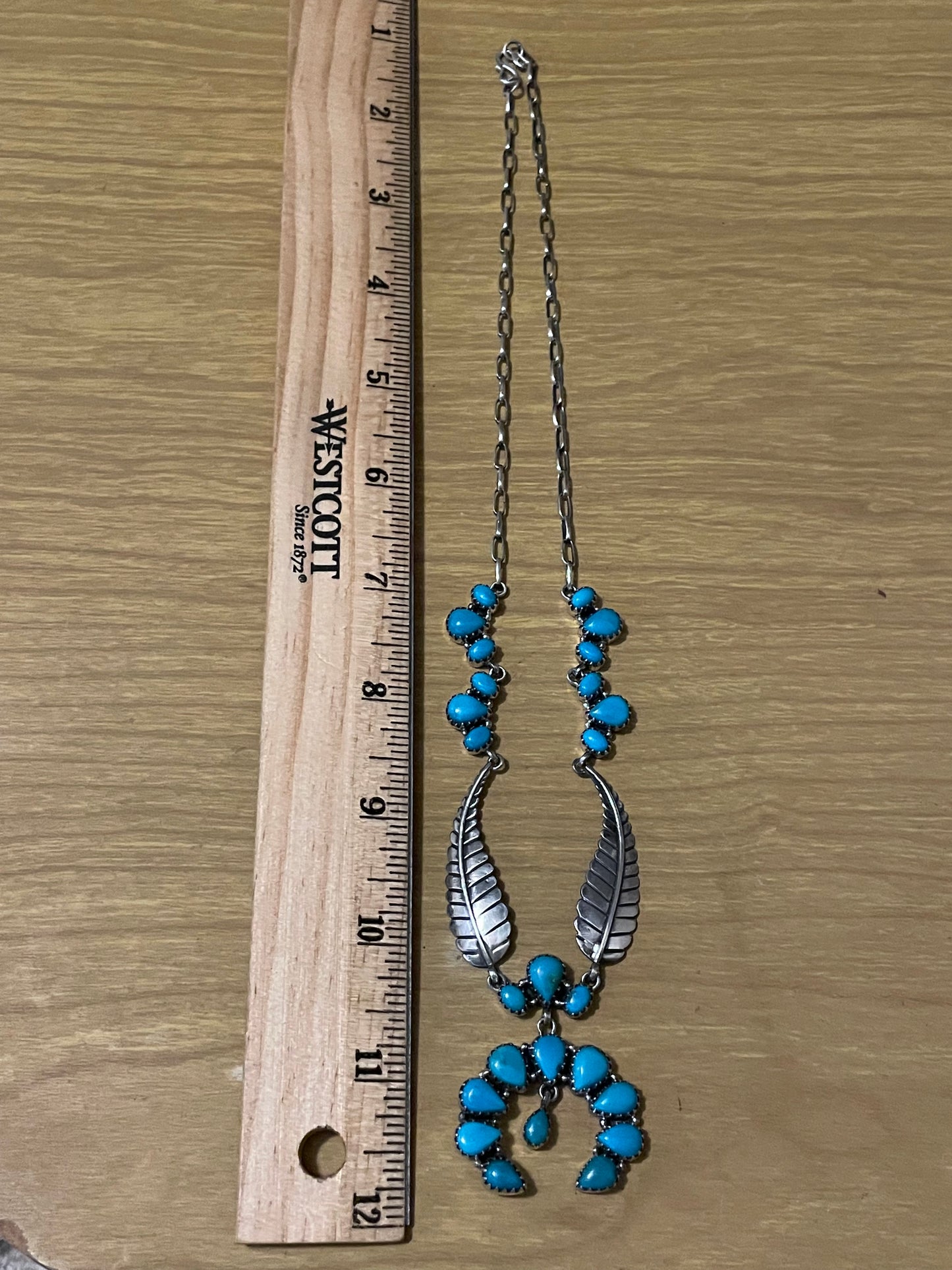 Kingman Turquoise Feather Naja Necklace | 925 Sterling Silver G401