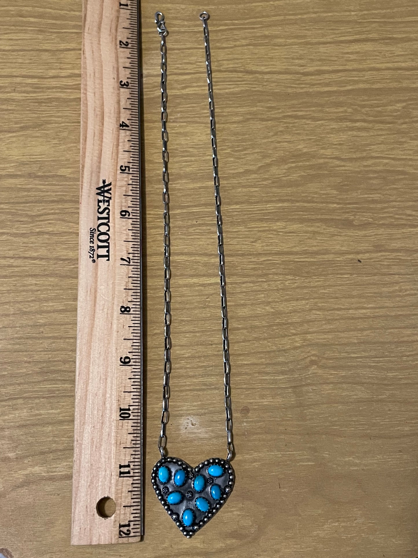Kingman Turquoise Heart Necklace | Sterling Silver G391