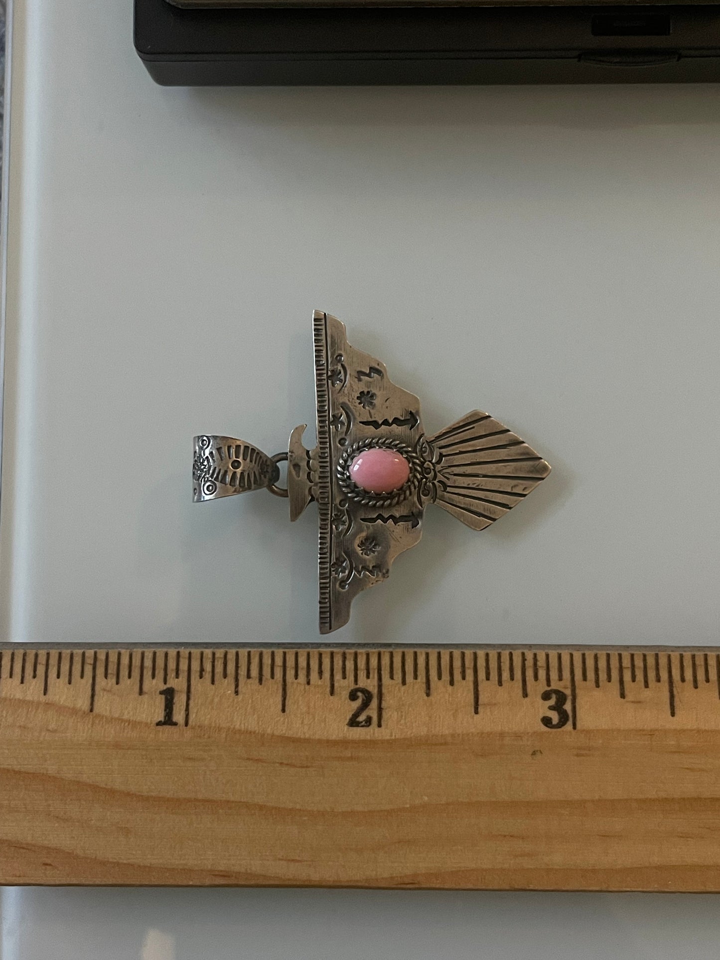 Pink Conch Thunderbird Pendant | 925 Sterling Silver E503