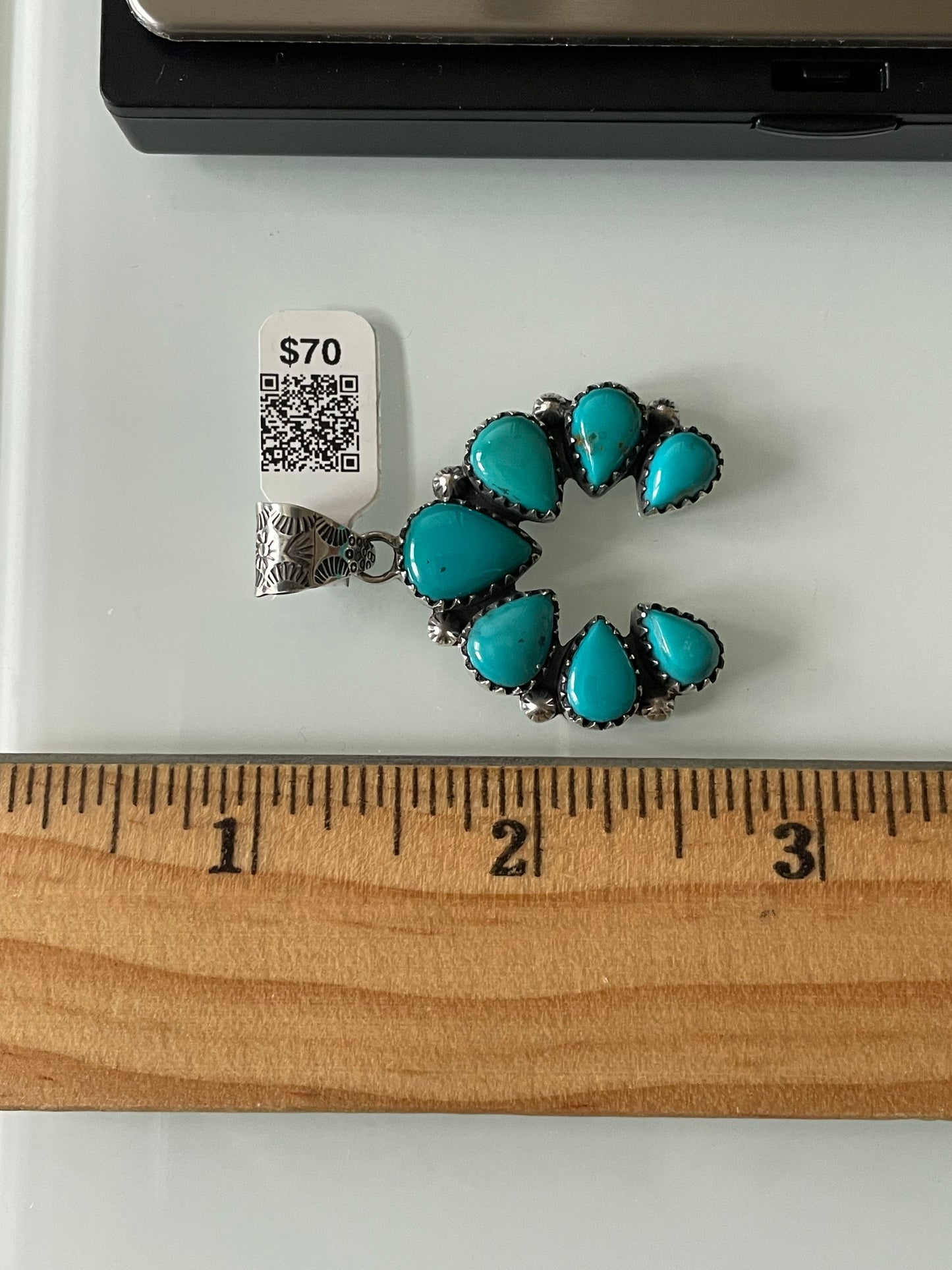 Kingman Turquoise Naja Pendant | Sterling Silver | A572