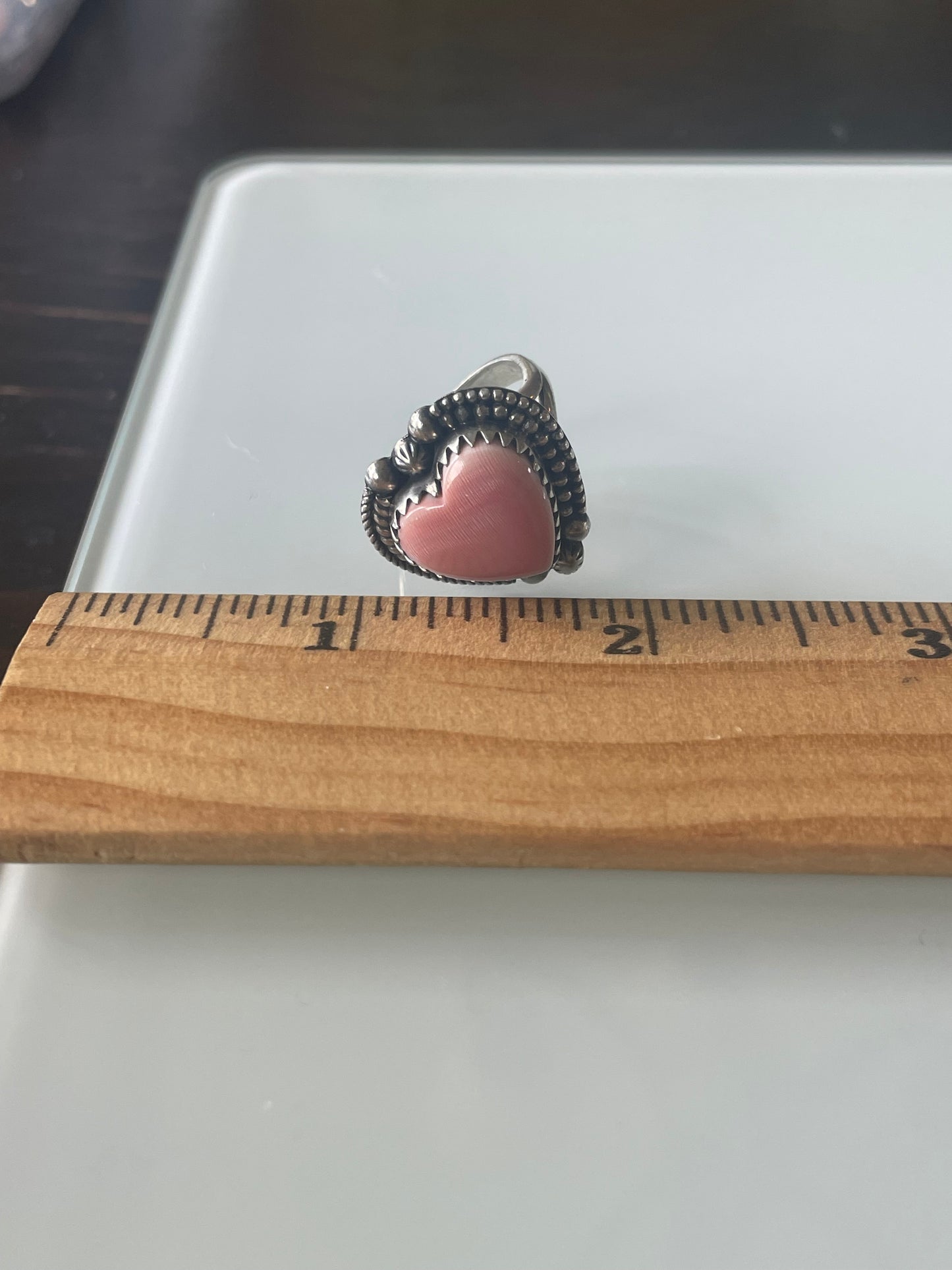 Pink Conch Heart Ring Size 7 | 925 Sterling Silver G107
