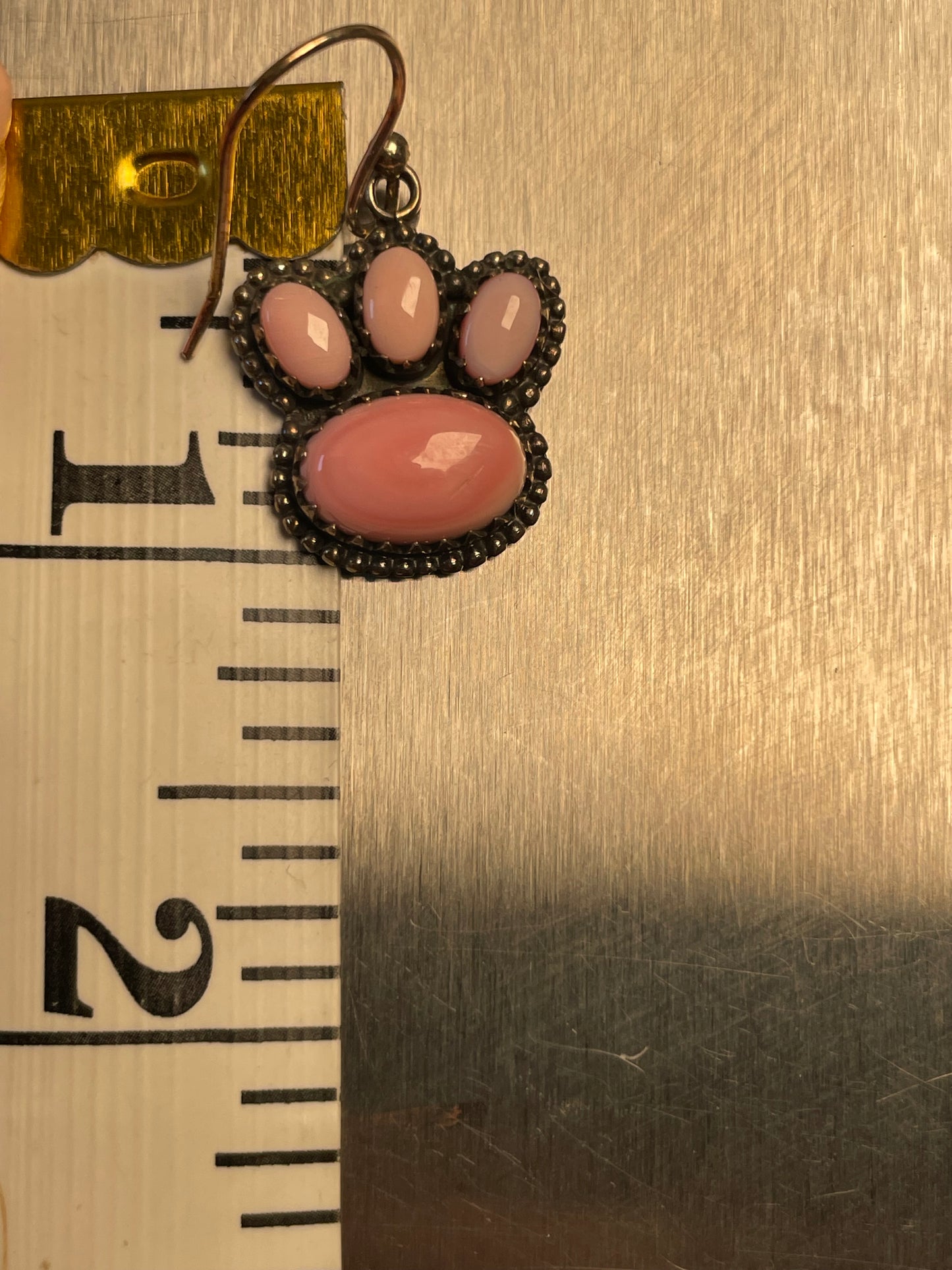 Pink Conch Paw Print Dangle Earrings | 925 Sterling Silver D192