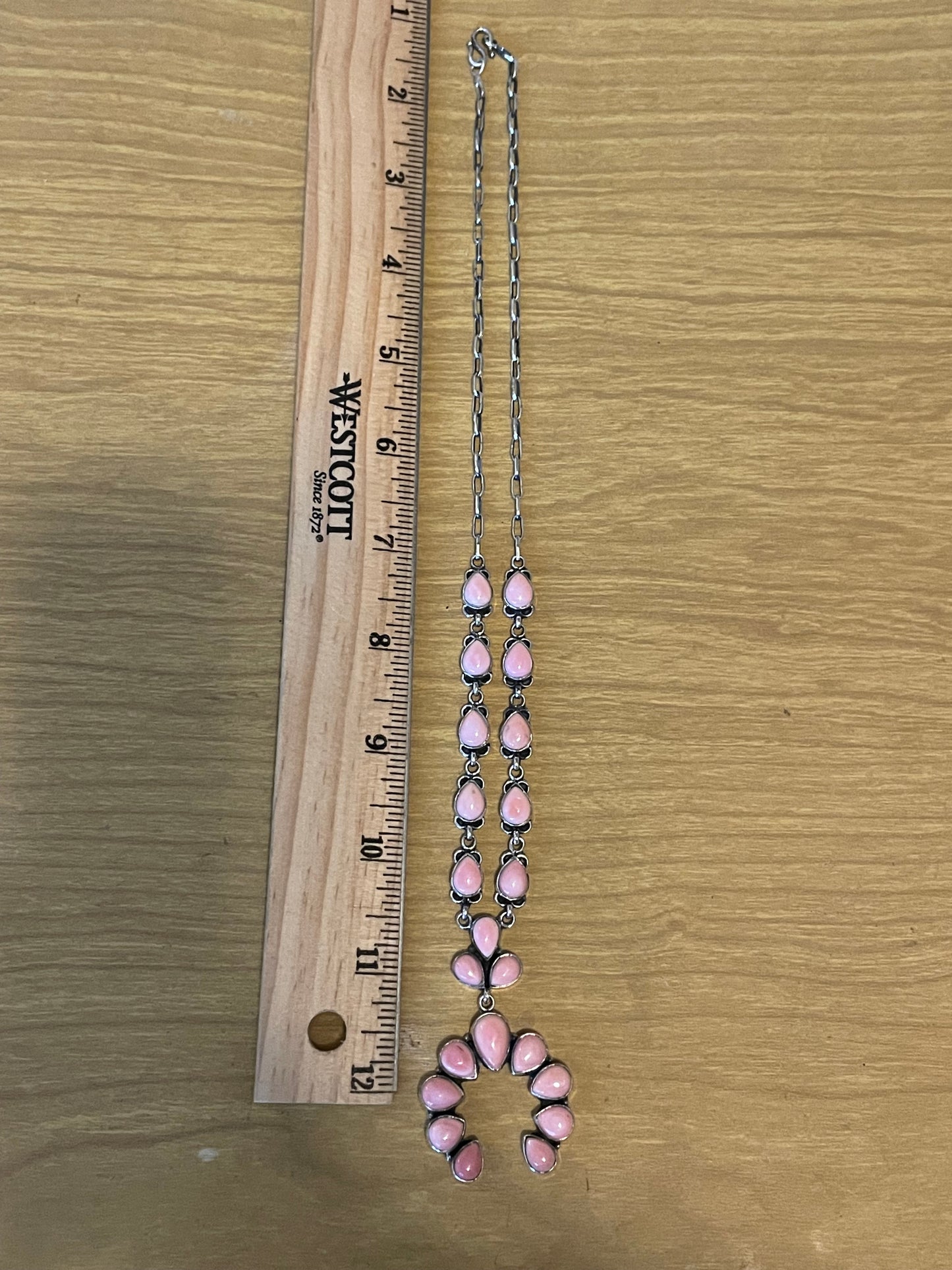Pink Conch Naja Necklace | Teardrop Link | 925 Silver E557