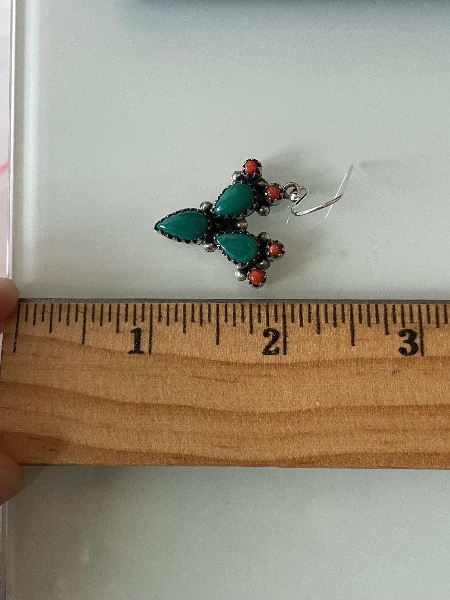Turquoise Italian Coral Hook Earrings | Sterling Silver E651