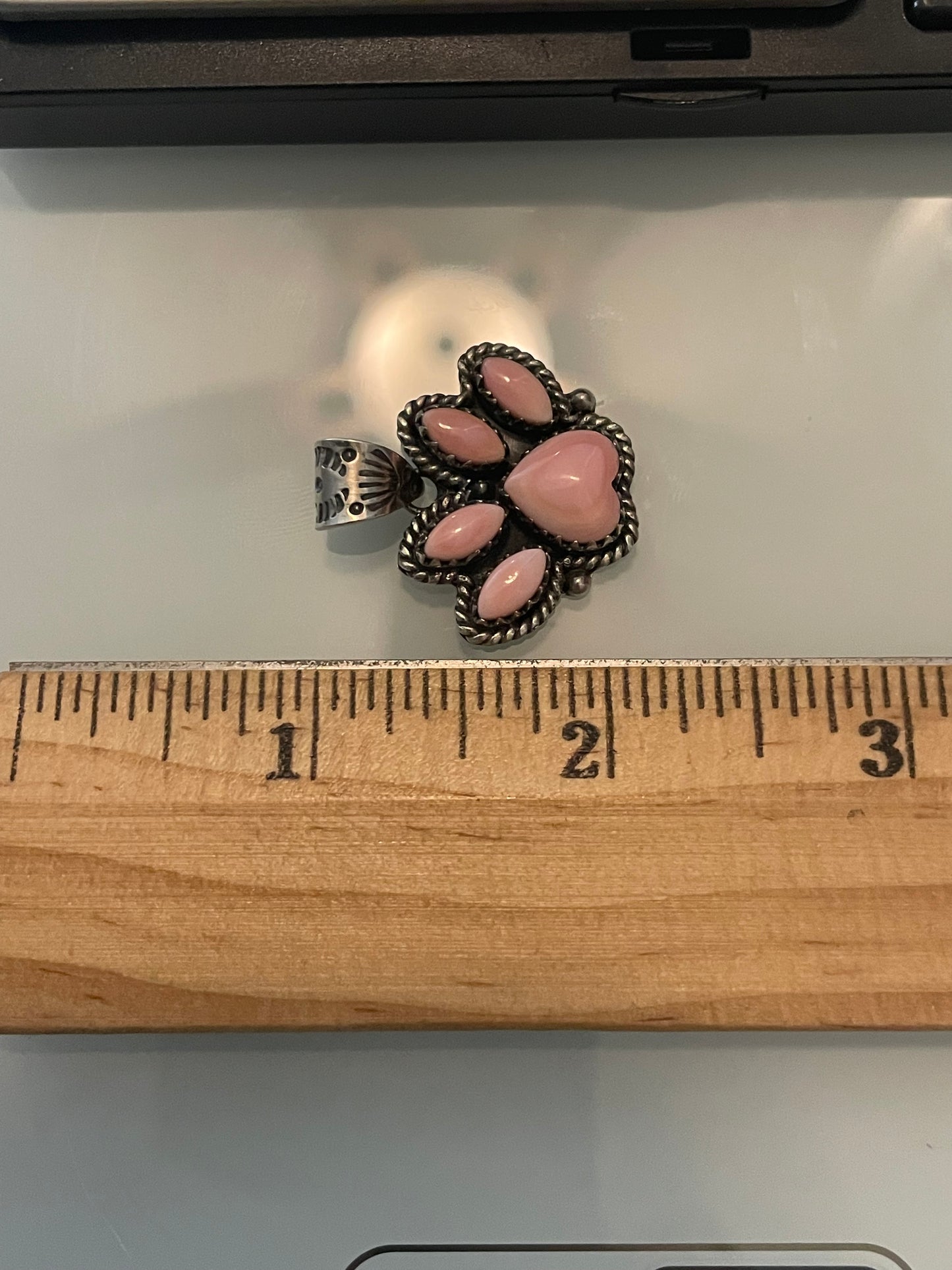 Pink Conch Heart Paw Pendant | 925 Sterling Silver E961