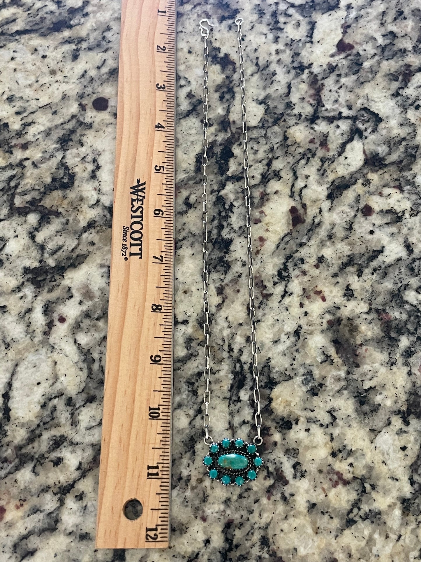 Kingman Turquoise Cluster Necklace | Sterling Silver G420