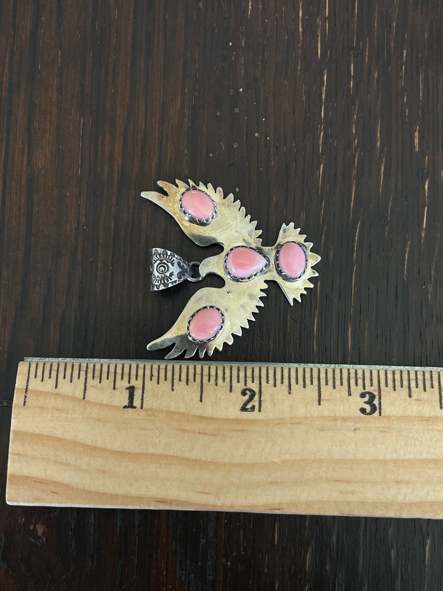 Pink Conch Thunderbird Pendant | Sterling Silver E926