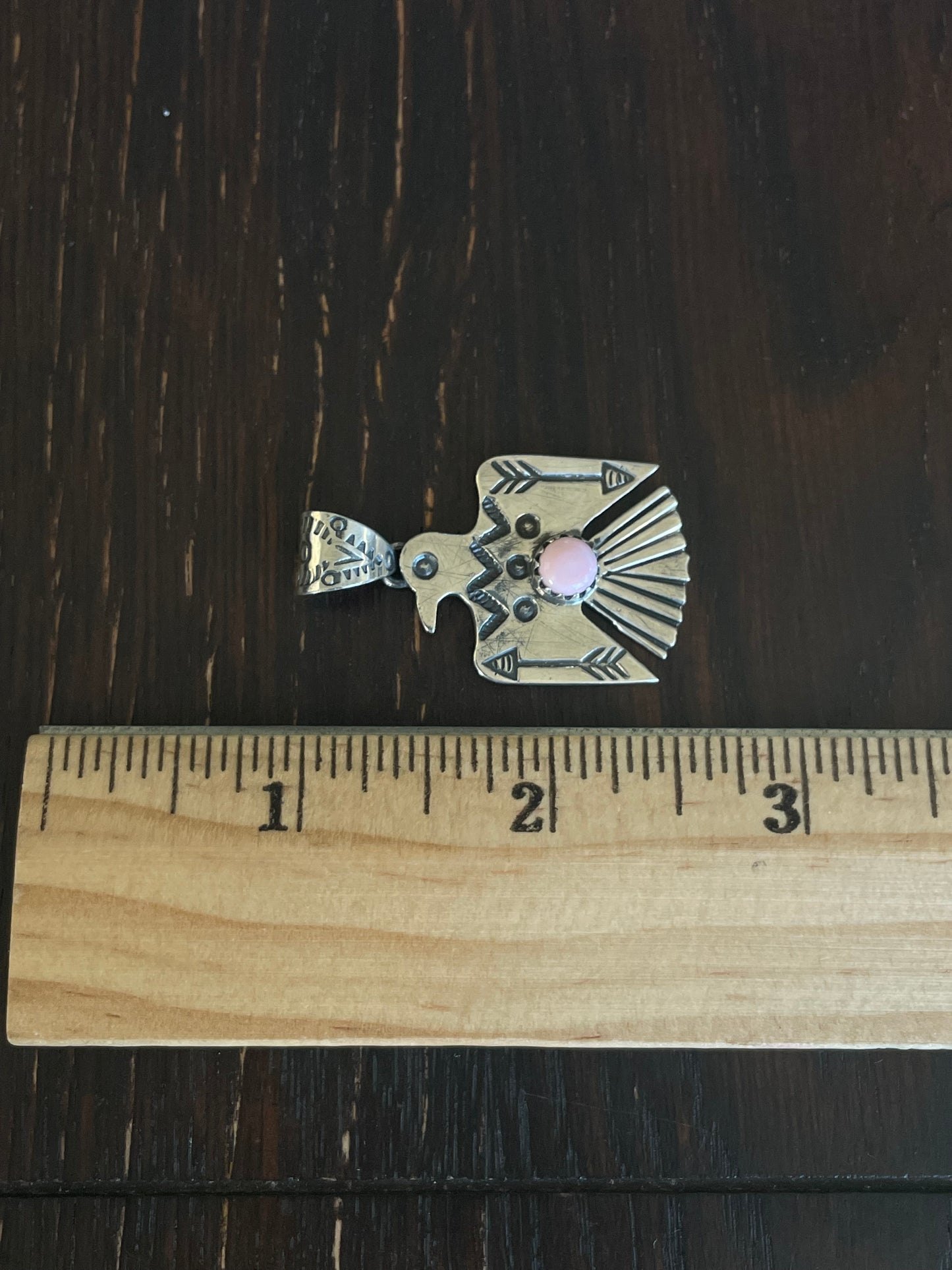 Pink Conch Thunderbird Pendant | Sterling Silver E718