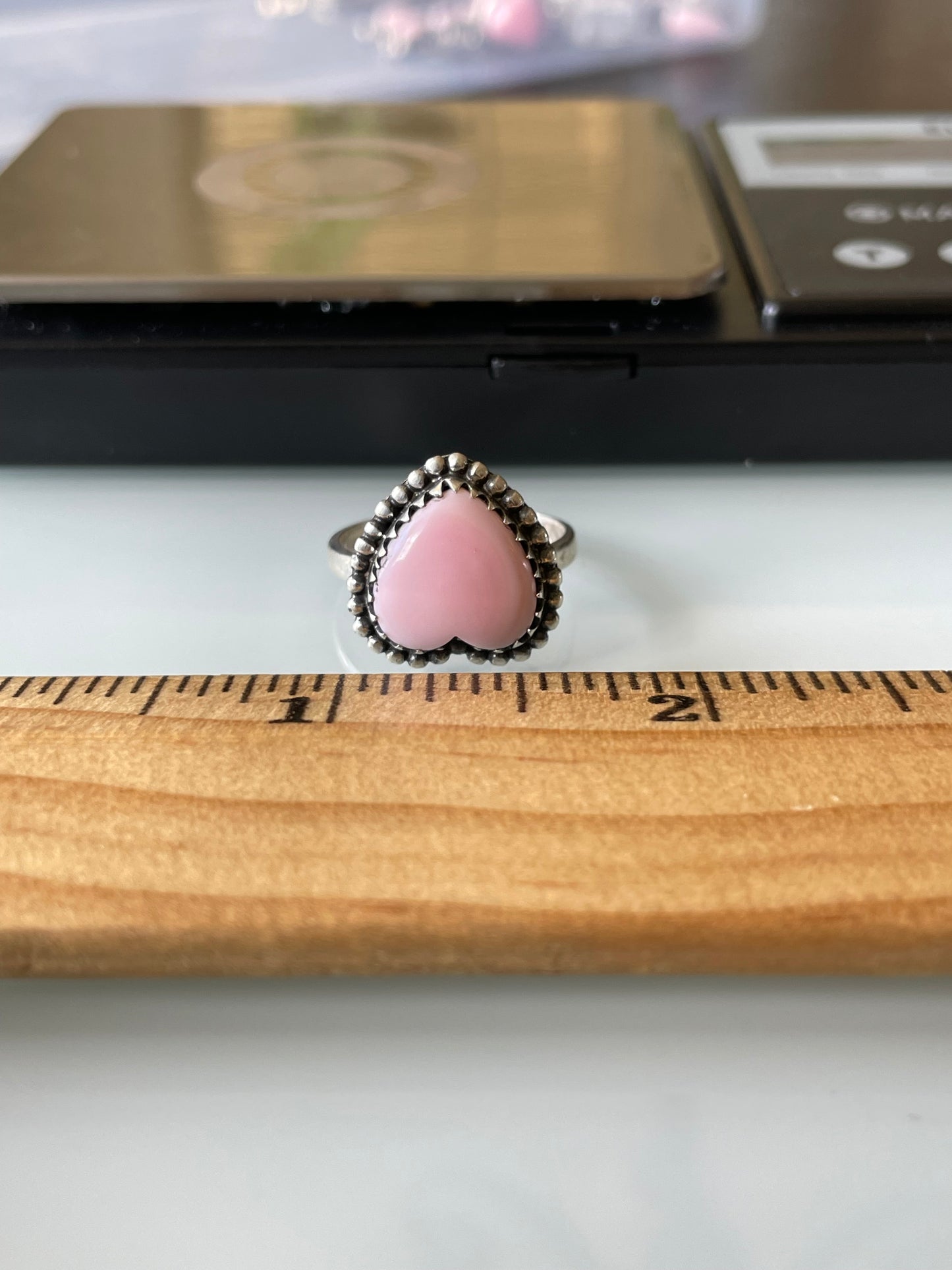 Pink Conch Heart Ring Size 8 | 925 Sterling Silver G143