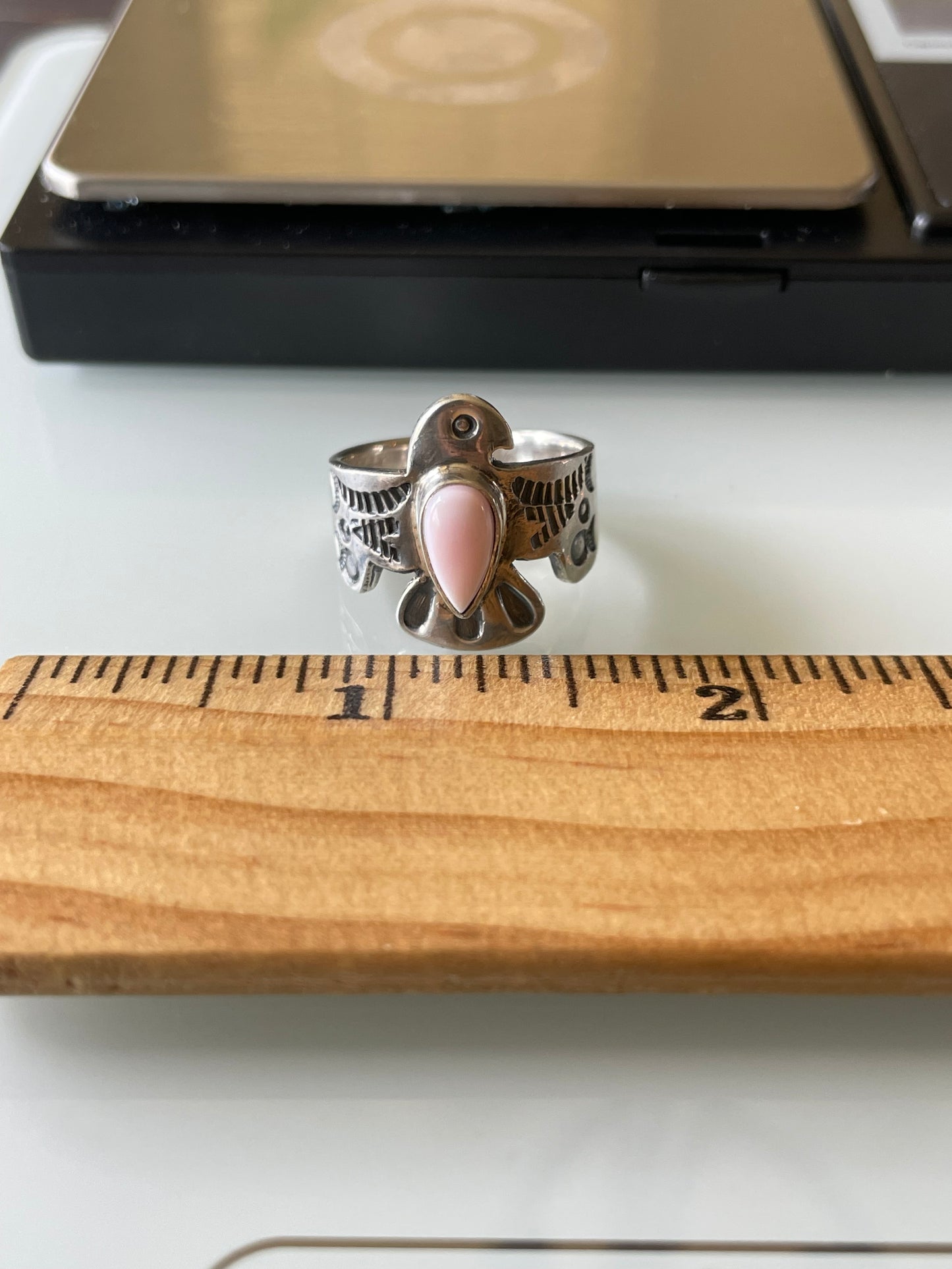 Pink Conch Thunderbird Ring Size 8 | 925 Sterling Silver G142
