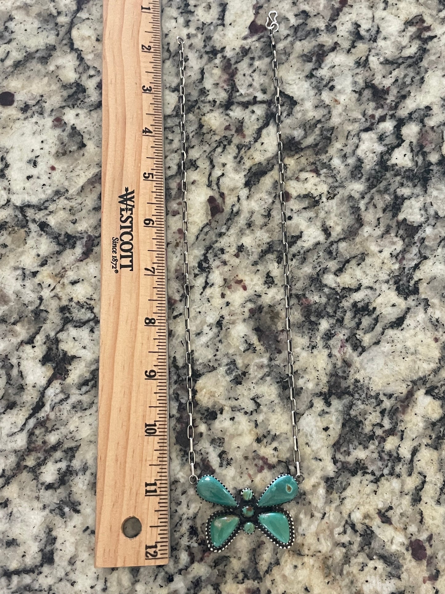 Kingman Turquoise Butterfly Necklace | Sterling Silver G419
