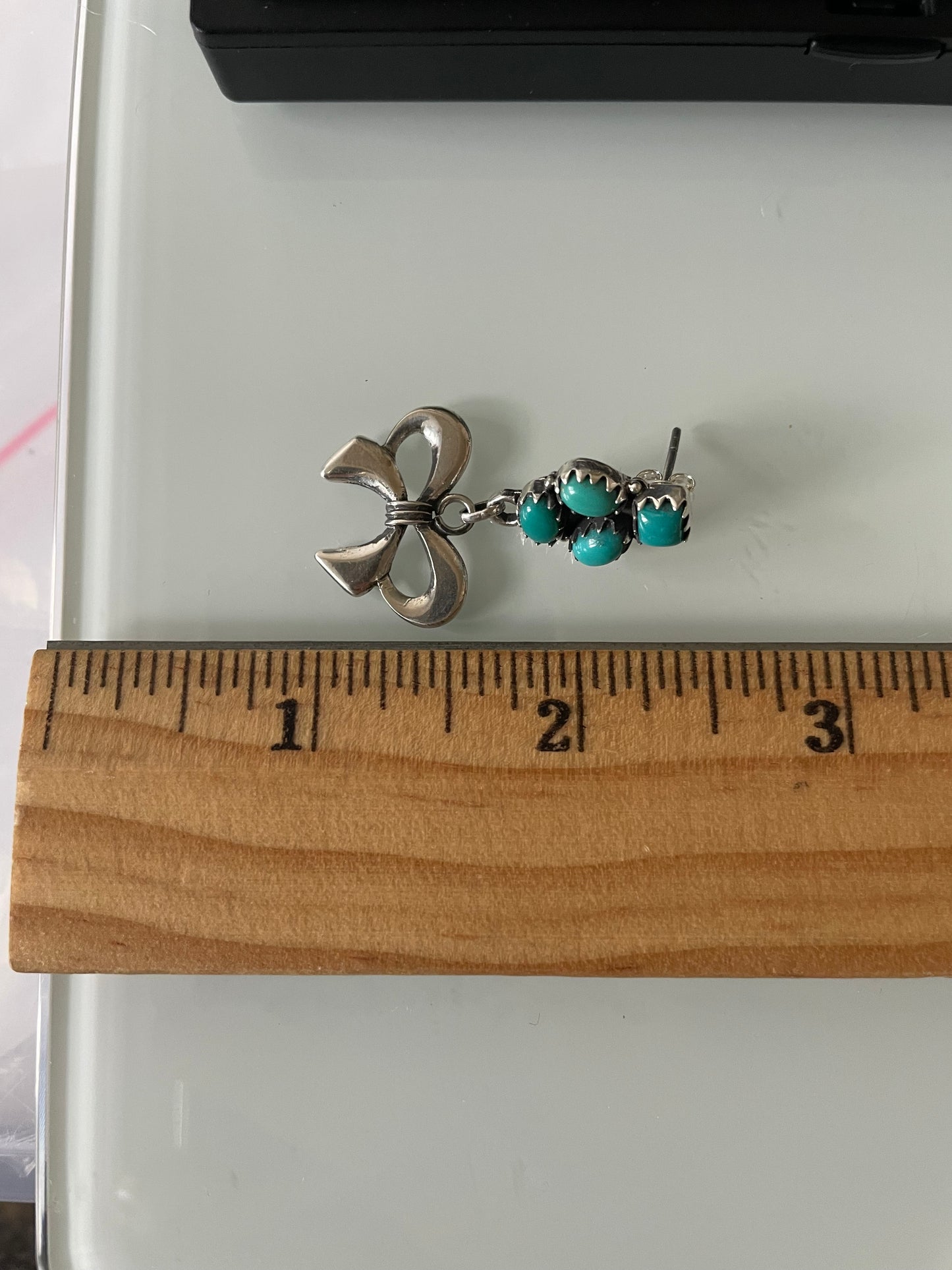 Kingman Turquoise Bow Earrings | Cluster Stud Drop E655