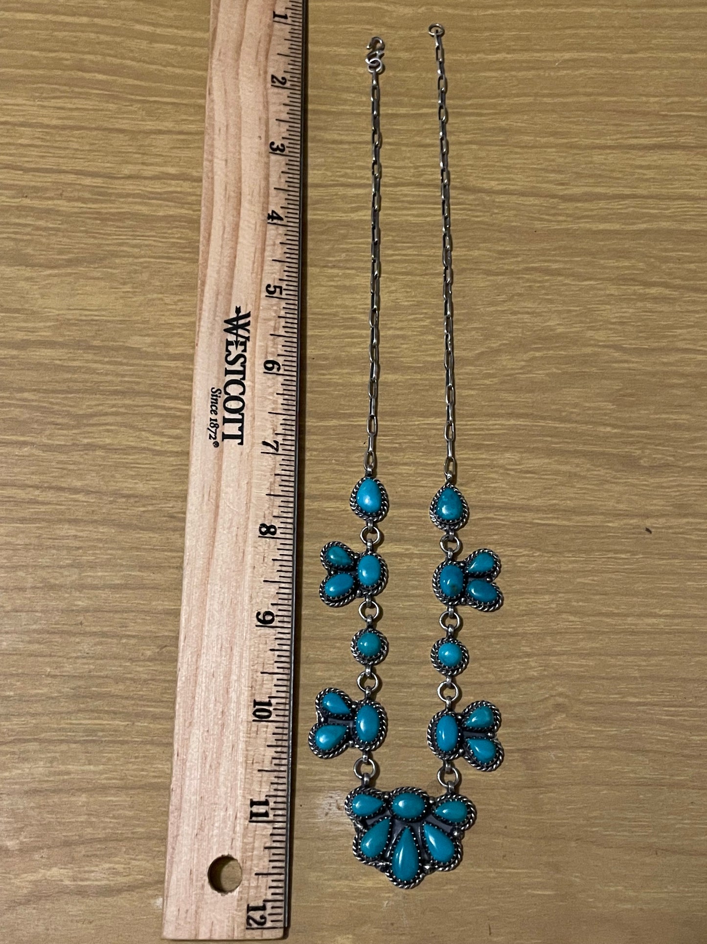 Kingman Turquoise Half Flower Necklace | 925 Sterling Silver G404