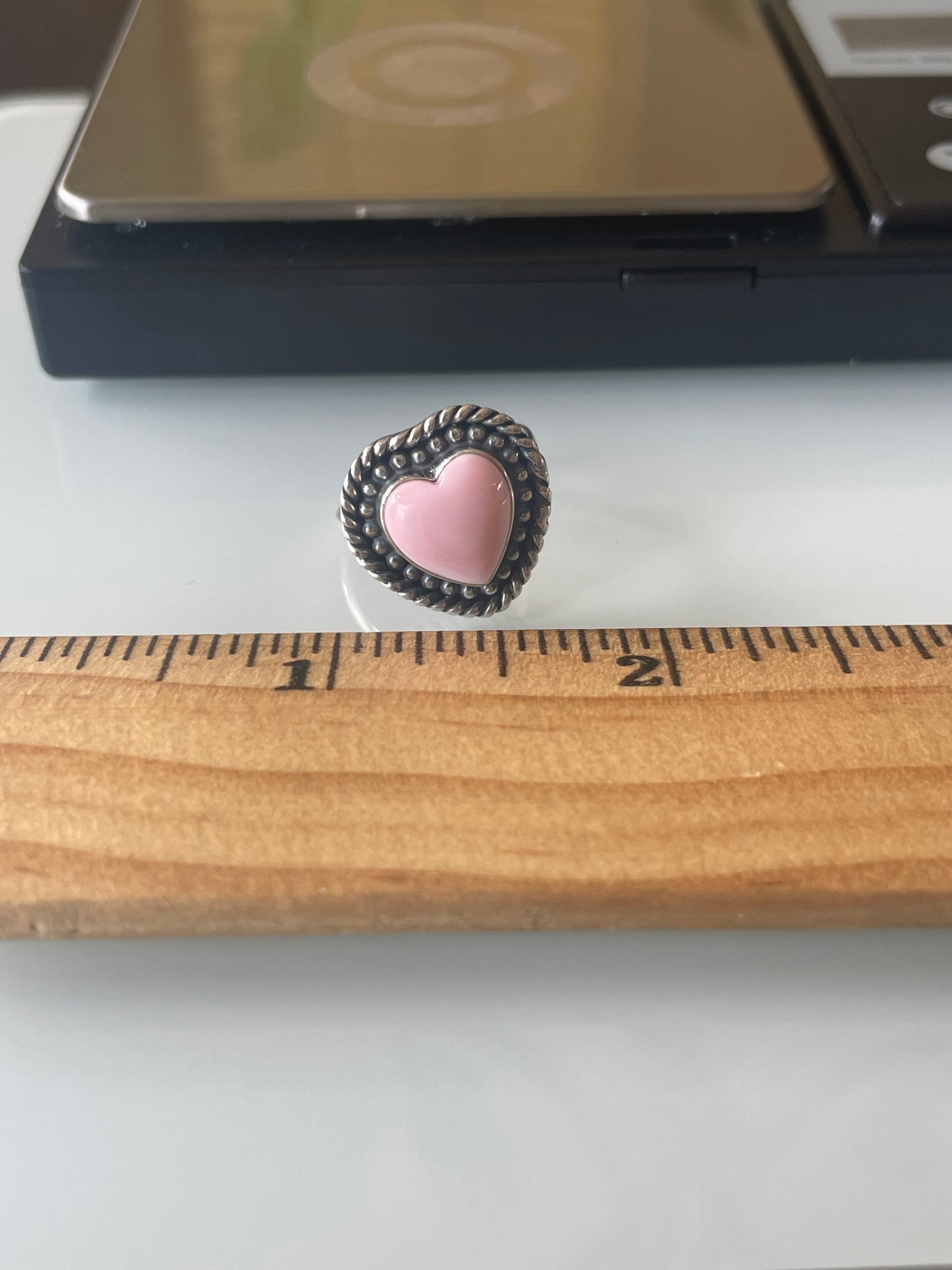 Pink Conch Heart Ring Size 6 | 925 Sterling Silver G135