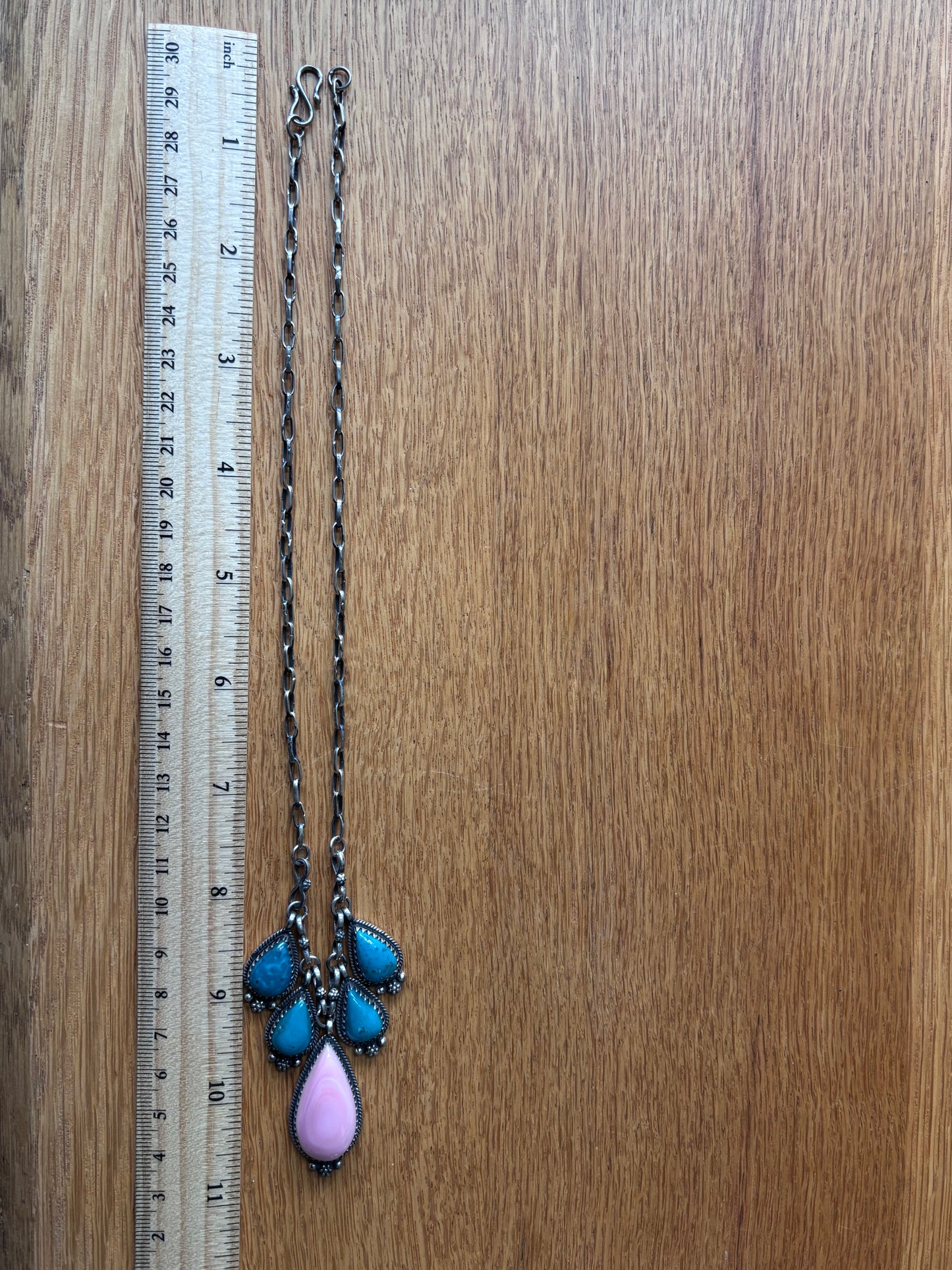 Pink Conch Turquoise Necklace | 925 Sterling Silver A110