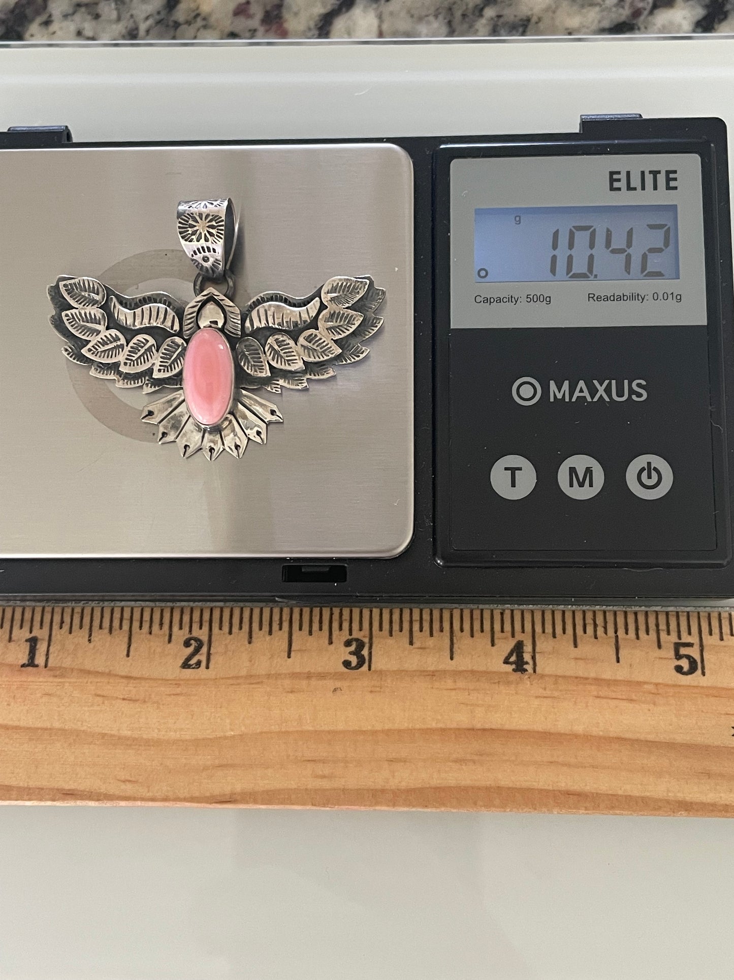 Pink Conch Thunderbird Pendant | Sterling Silver G448