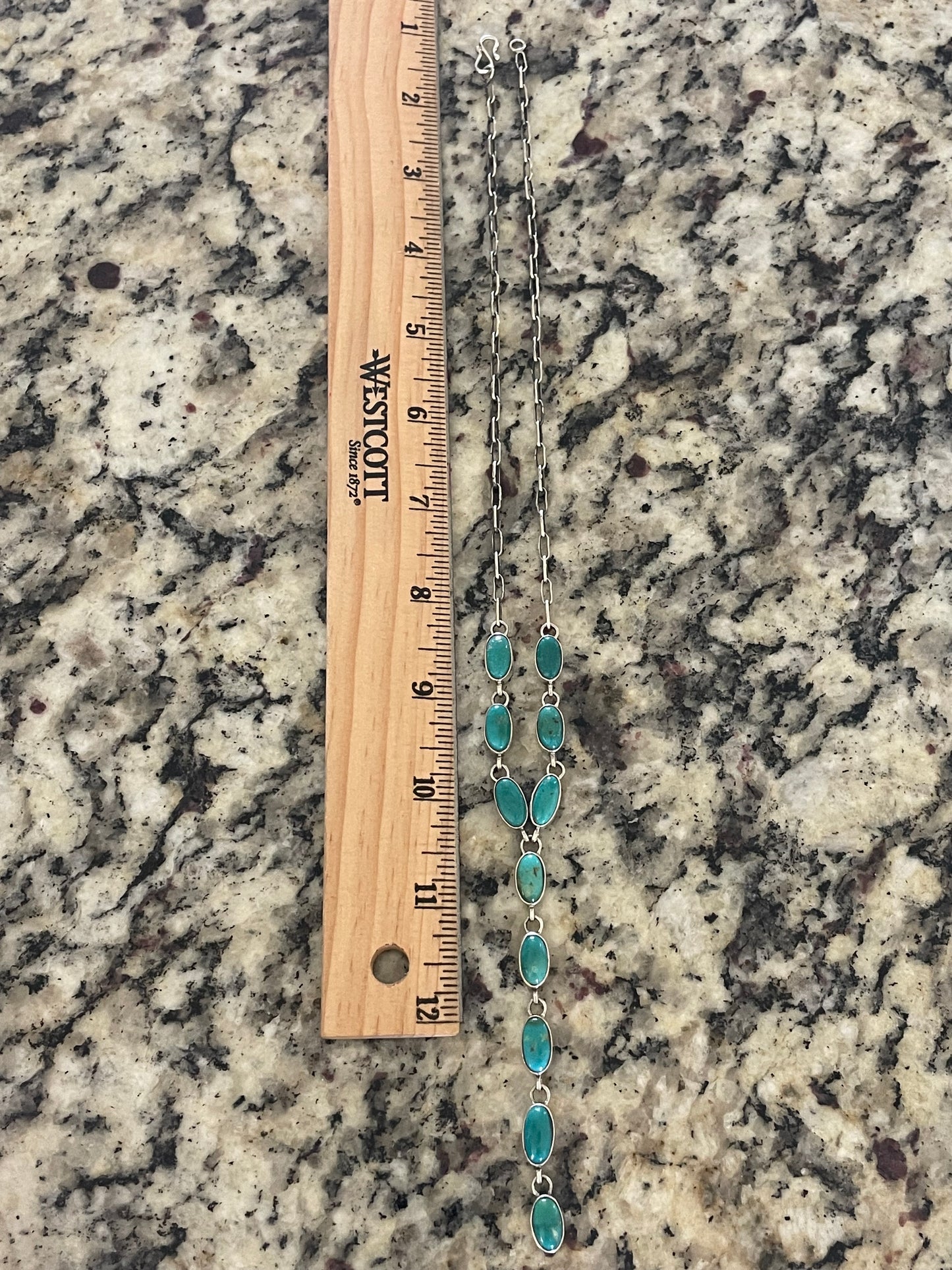 Kingman Turquoise Lariat Necklace | Sterling Silver G418