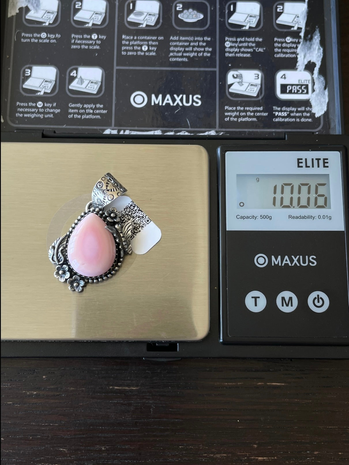 Pink Conch Butterfly and Leaf Pendant | Sterling Silver | A674