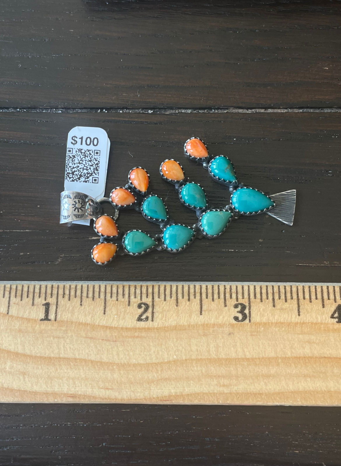 Kingman Turquoise Cactus Pendant | Sterling Silver | A600