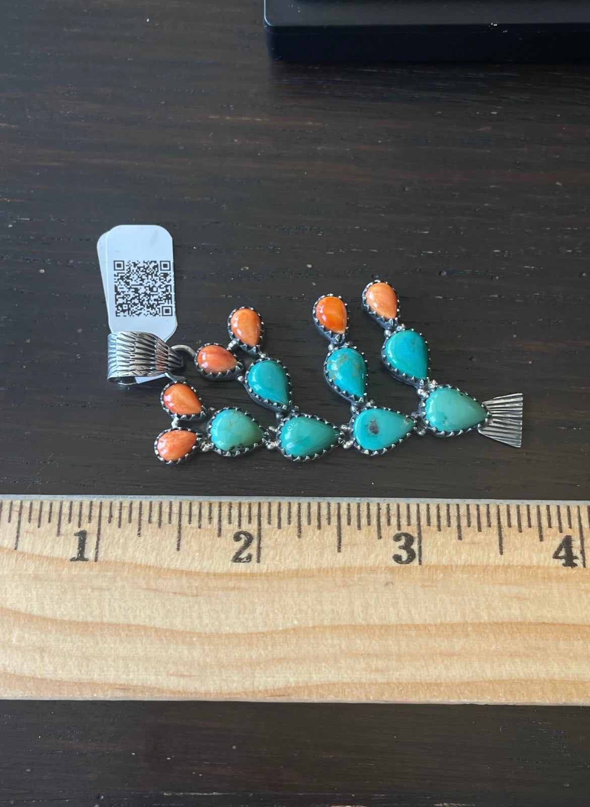 Kingman Turquoise Cactus Pendant | Sterling Silver | A594
