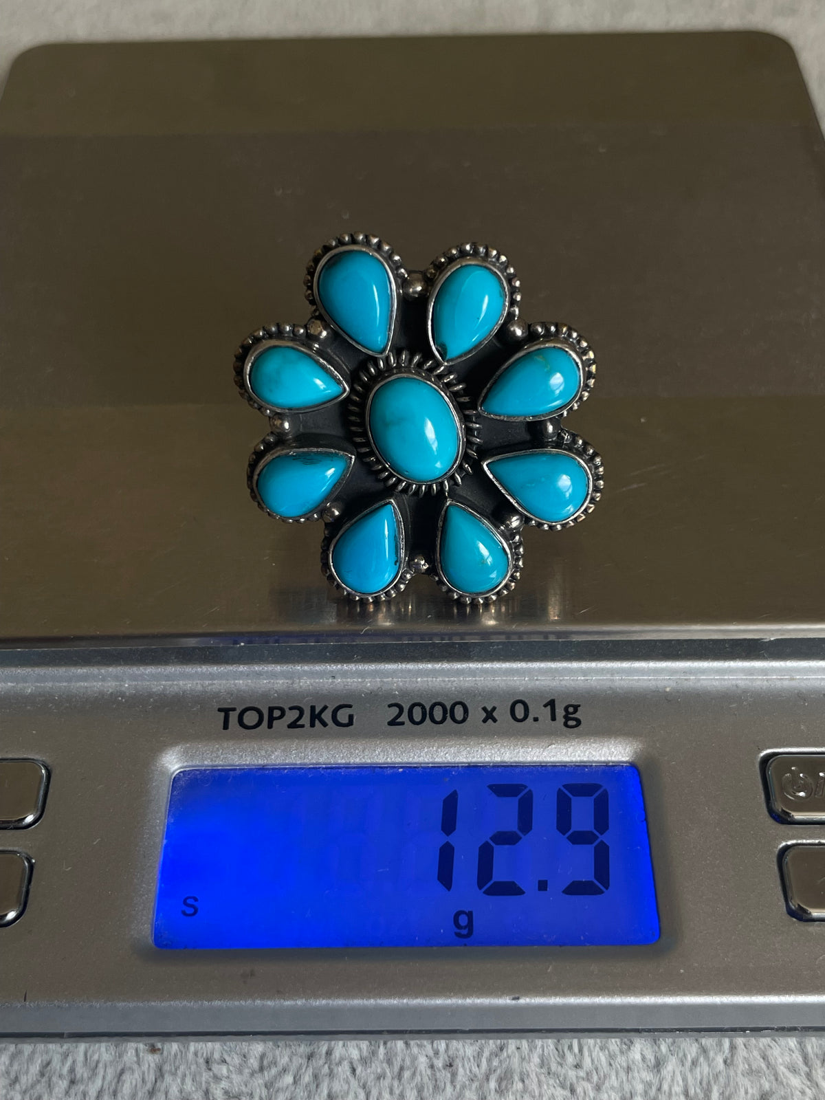Turquoise Flower Ring Size 6 | 925 Sterling Silver D256