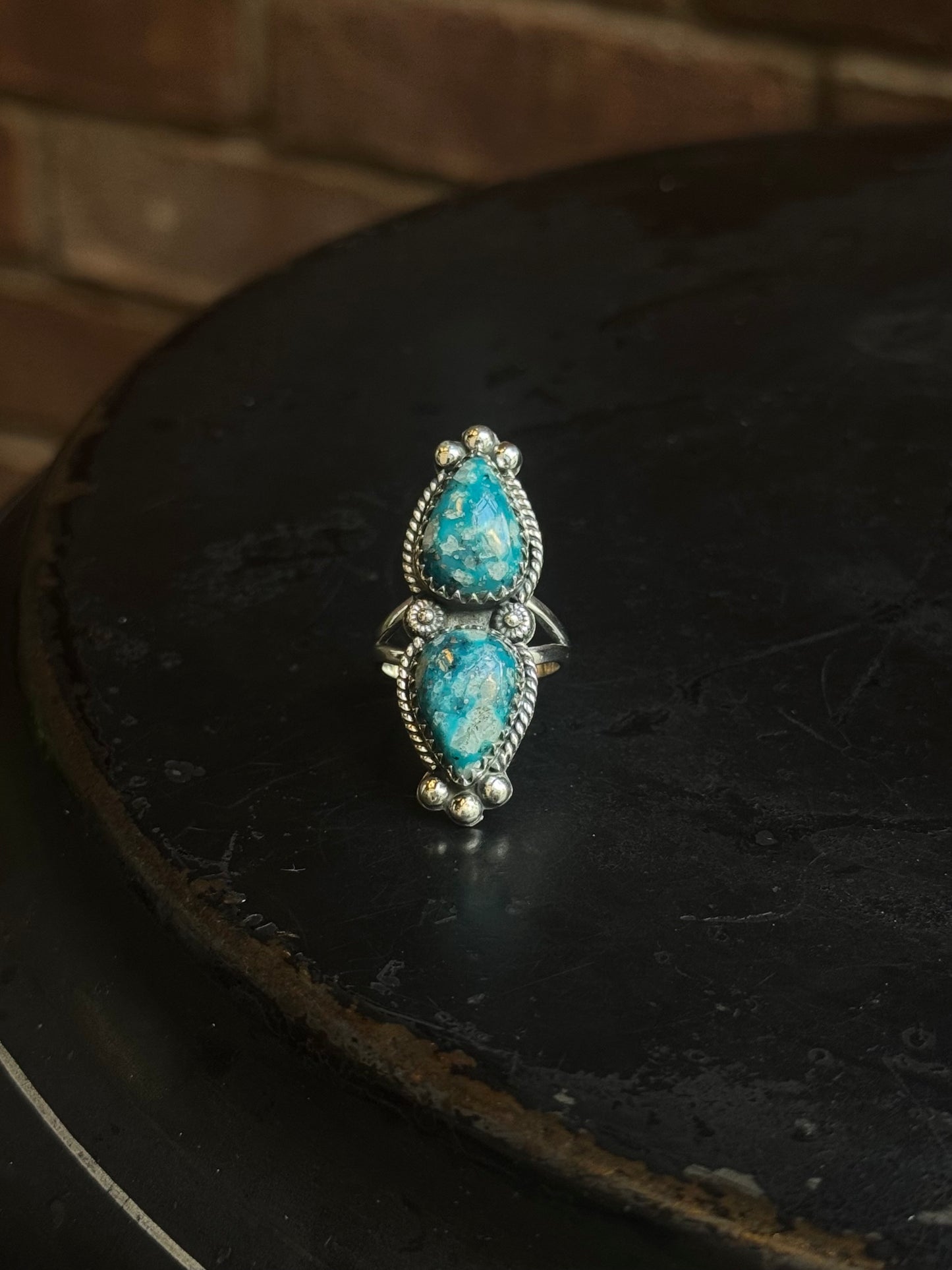 Turquoise Teardrop Ring | Sterling Silver | Size 7 | A704