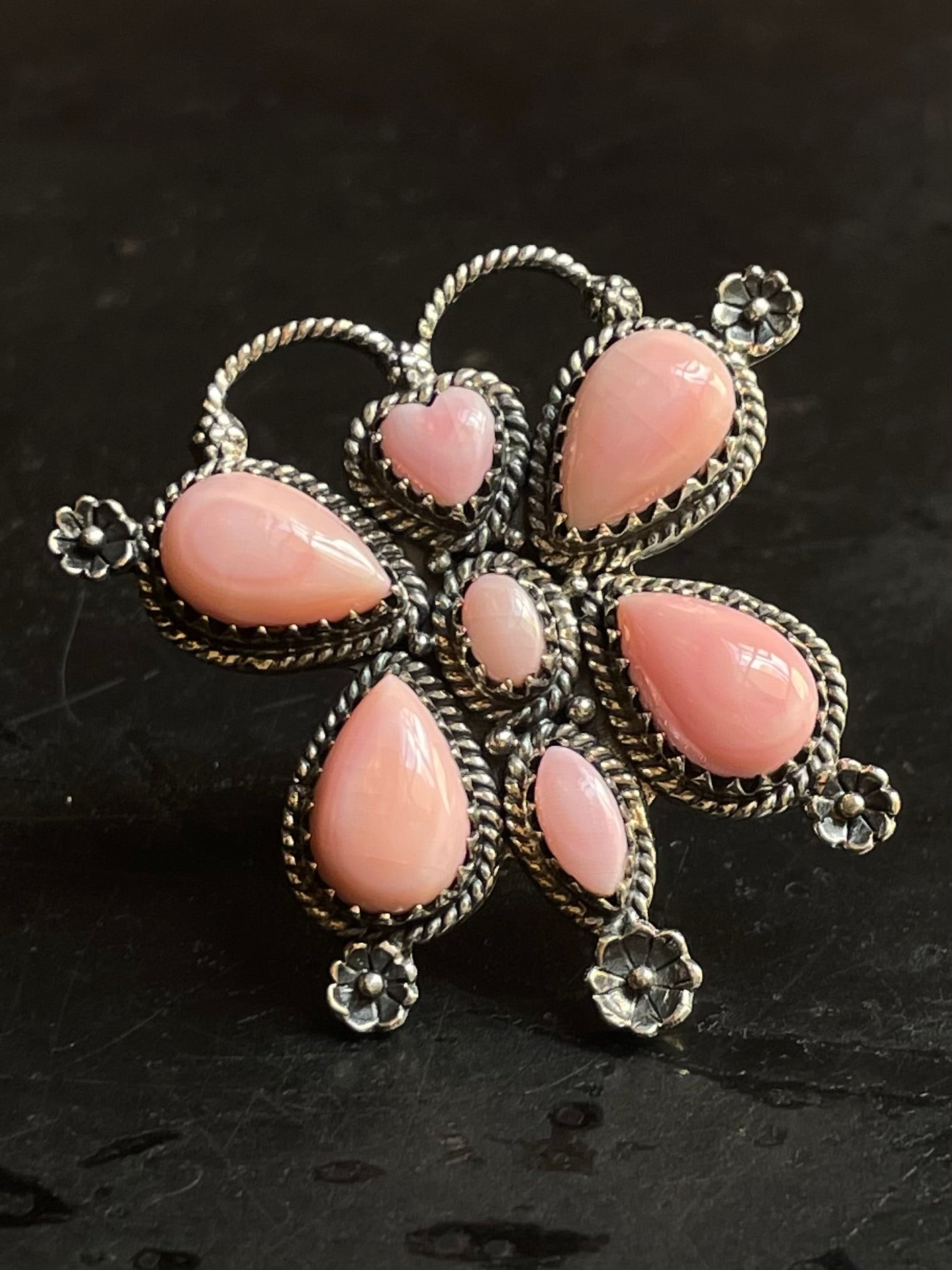 Pink Conch Butterfly Heart Ring Size 6 | 925 Sterling Silver E986