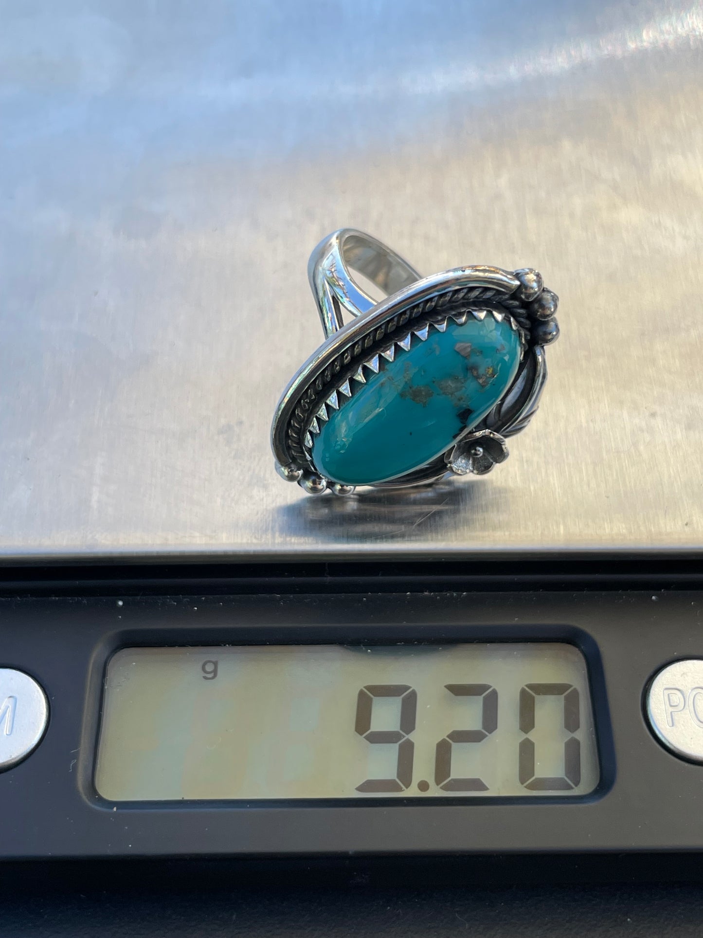 Turquoise Leaf Ring | 925 Sterling Silver Size 7 B344